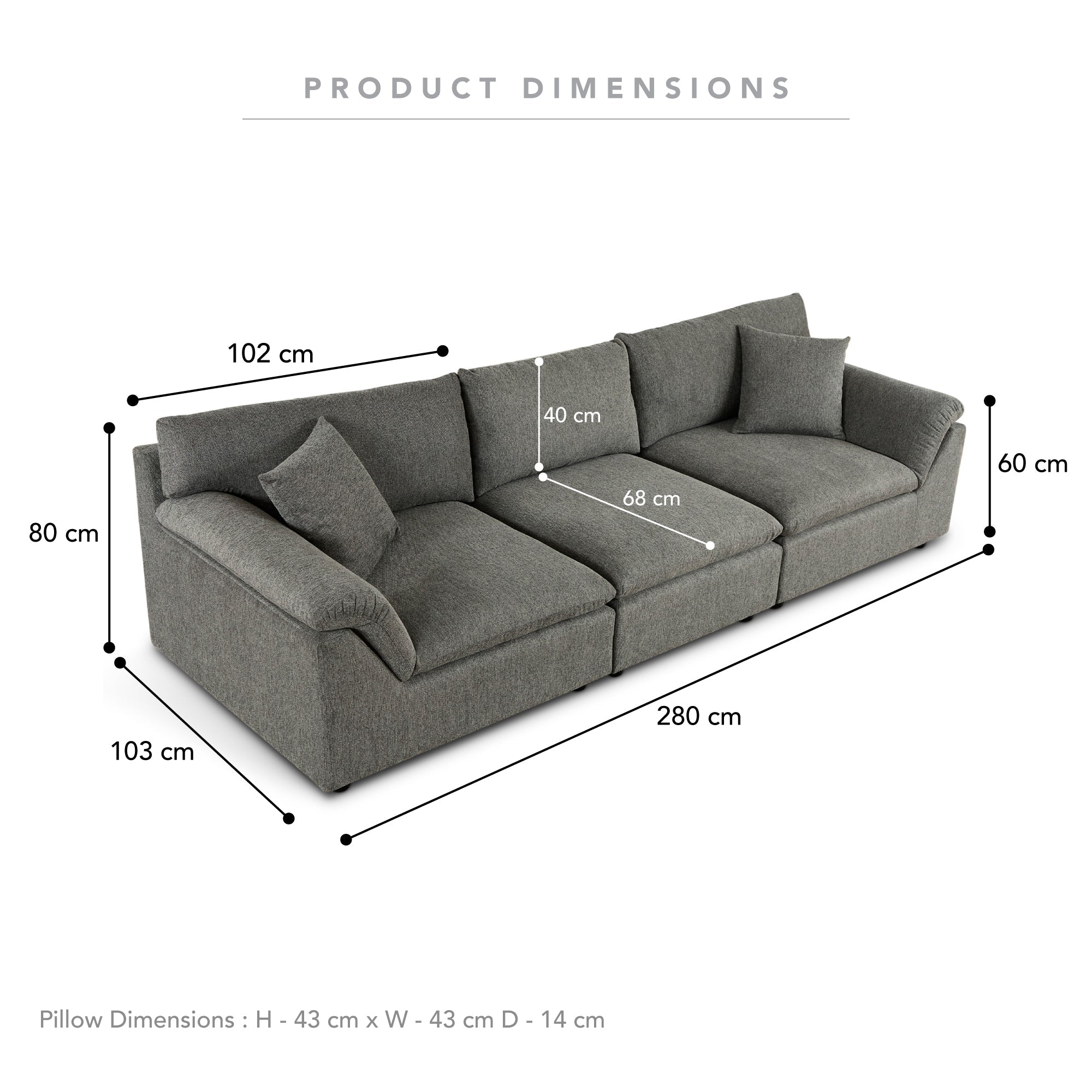 Emery 3 Seater Modular Sofa