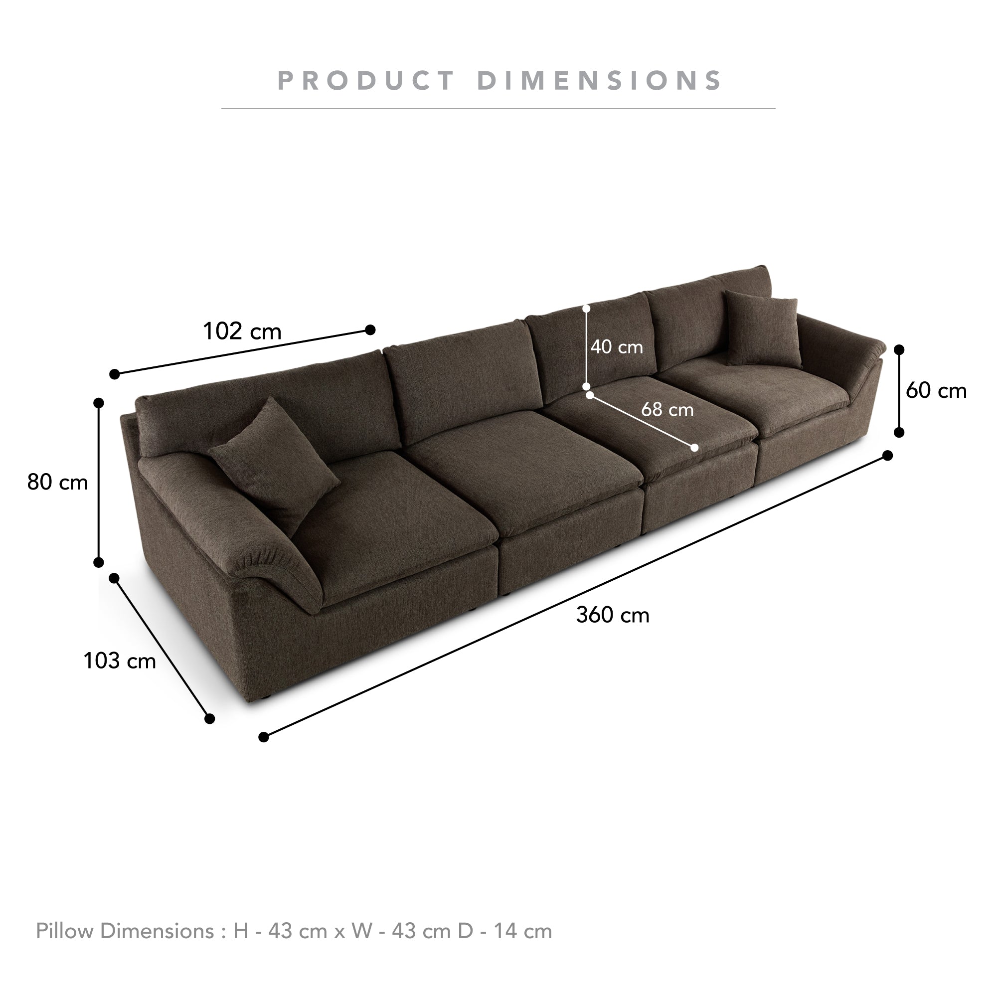 Emery 4 Seater Modular Sofa