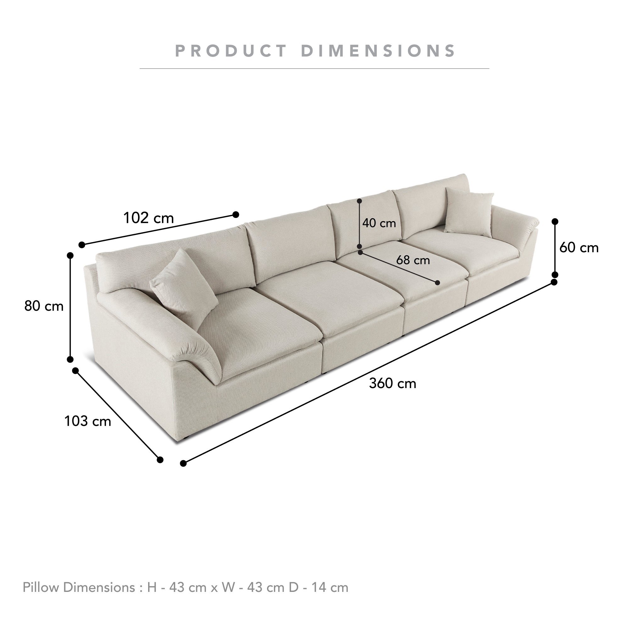 Emery 4 Seater Modular Sofa