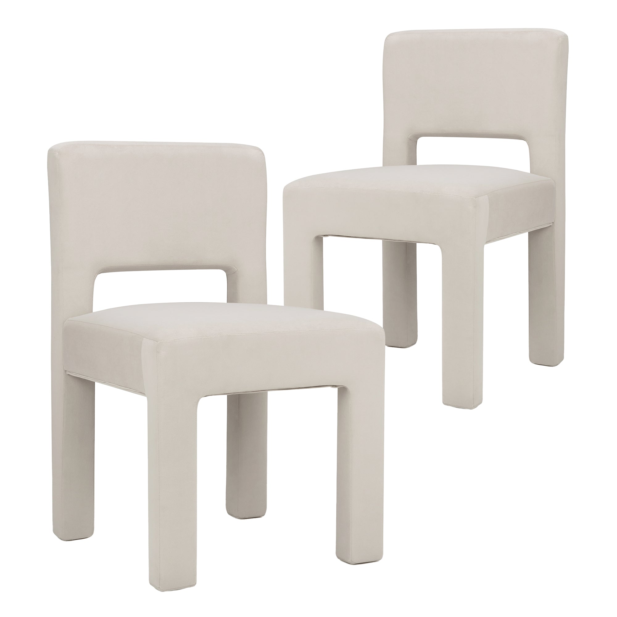 Claude Set of 2 Dining Chairs Beige Velvet
