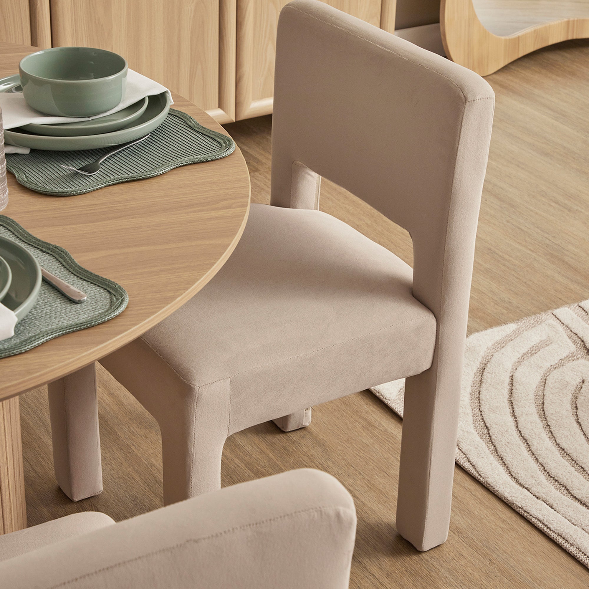 Claude Set of 4 Dining Chairs Beige Velvet