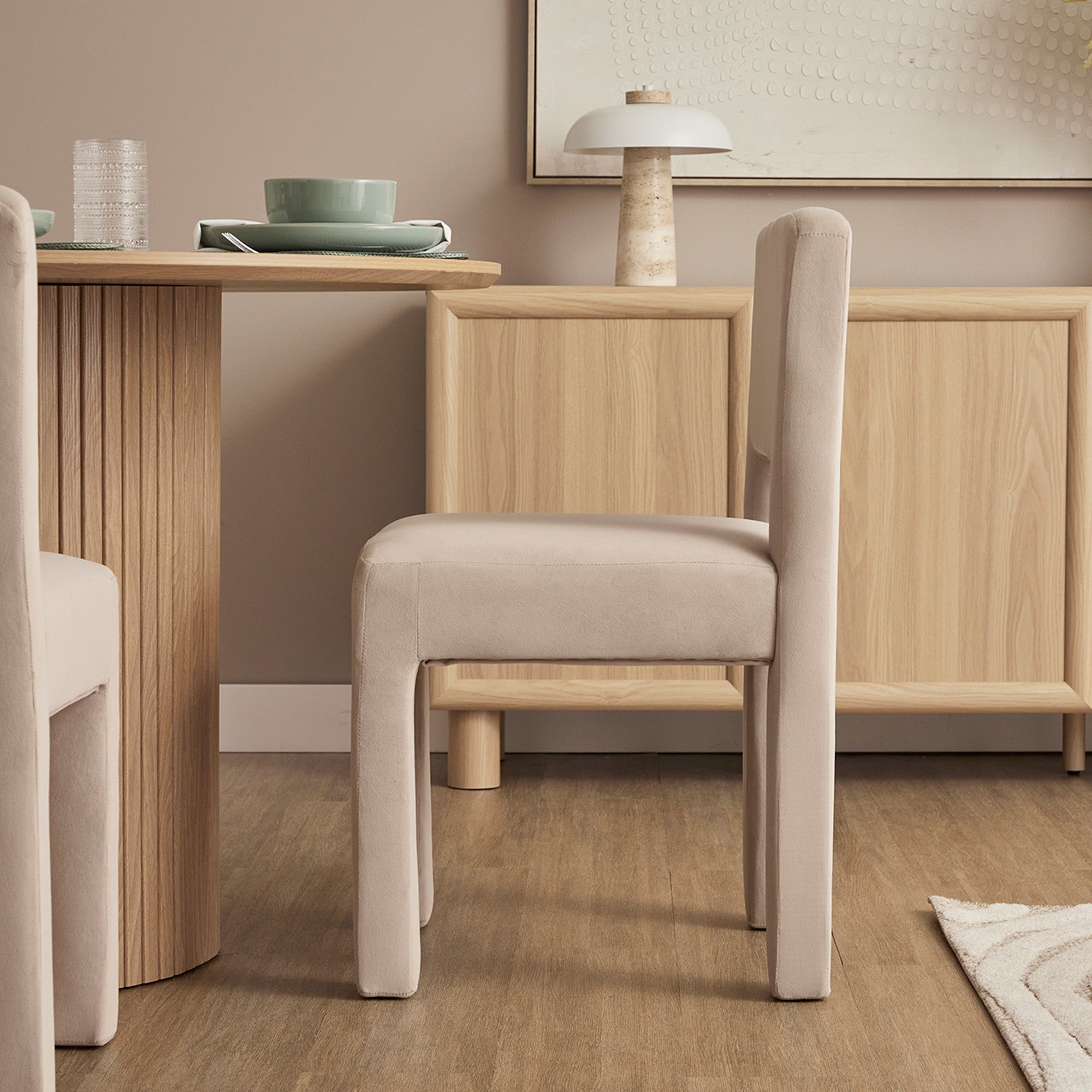 Claude Set of 4 Dining Chairs Beige Velvet