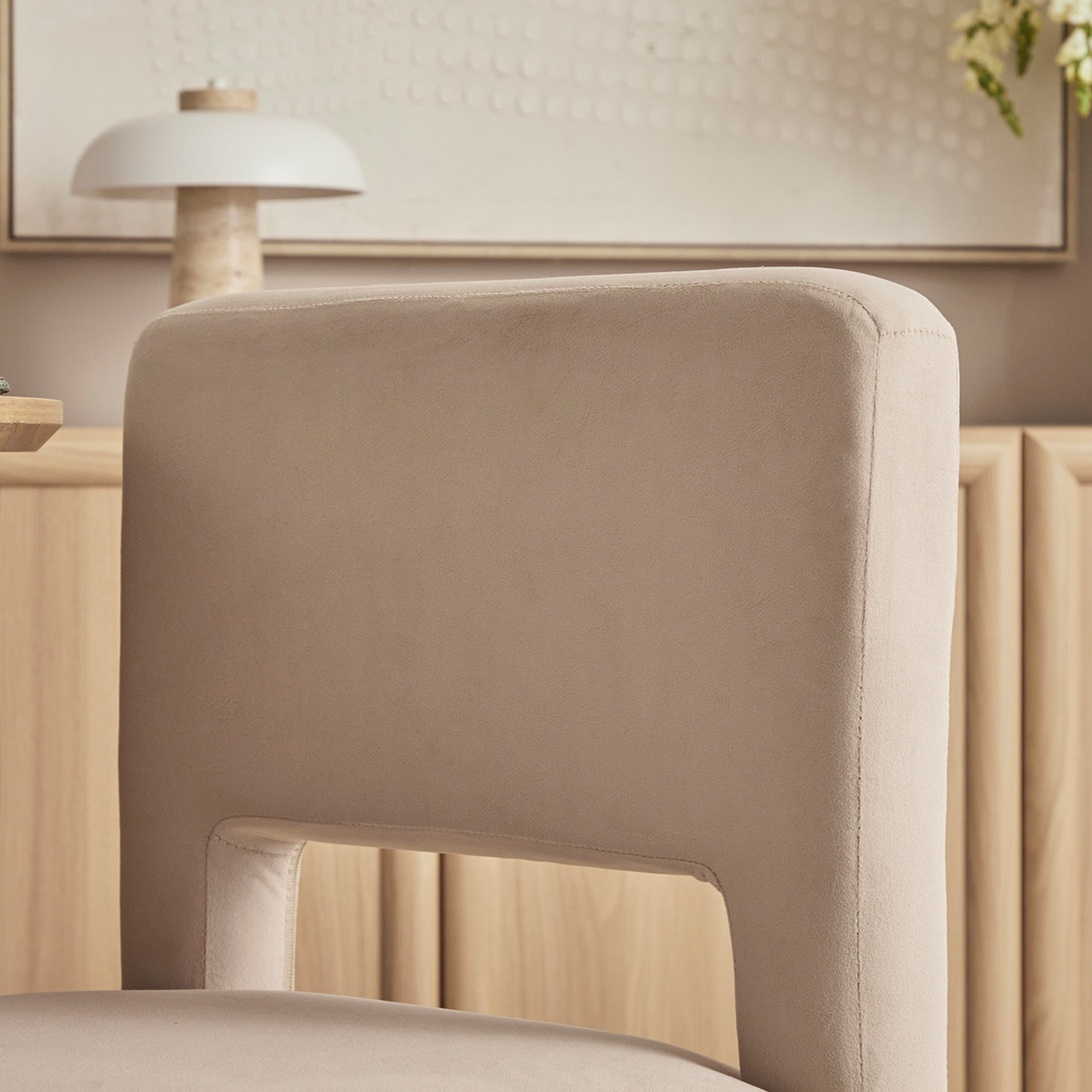 Claude Set of 4 Dining Chairs Beige Velvet