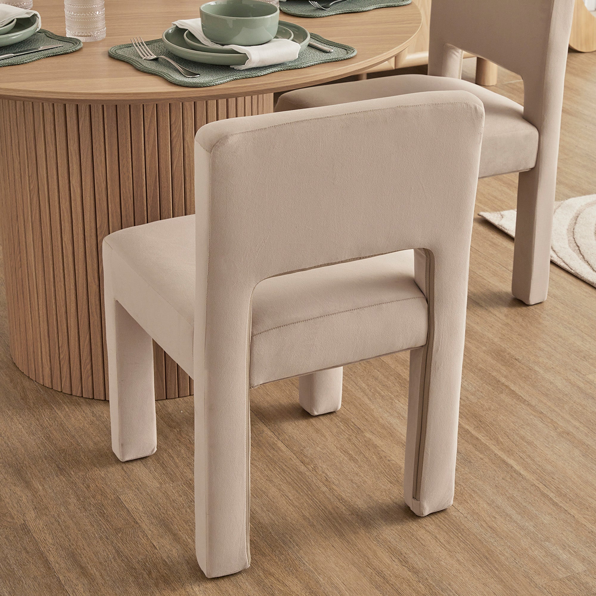 Claude Set of 4 Dining Chairs Beige Velvet