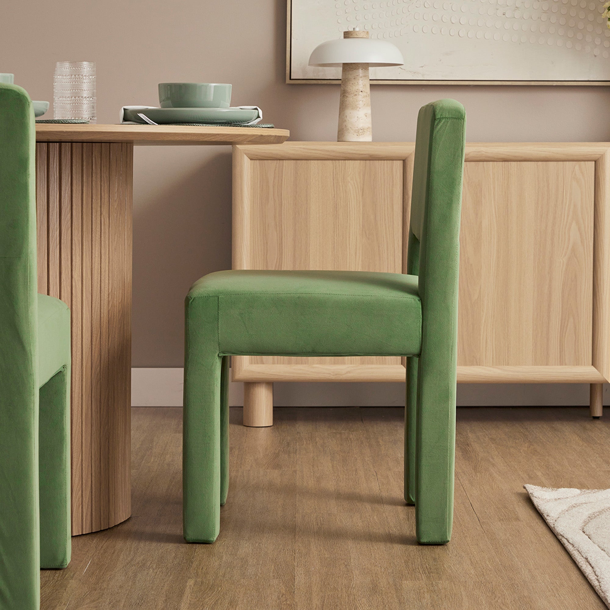 Claude Set of 2 Dining Chairs Green Velvet