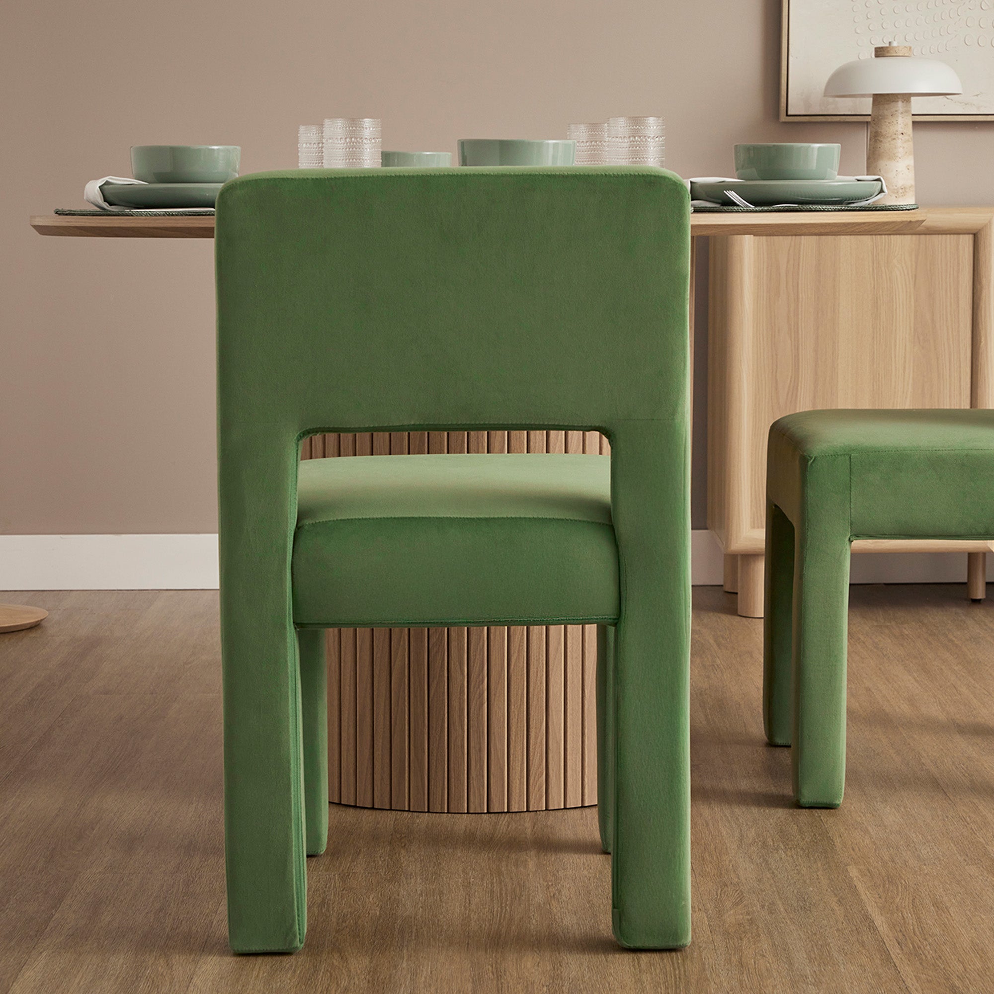 Claude Set of 2 Dining Chairs Green Velvet