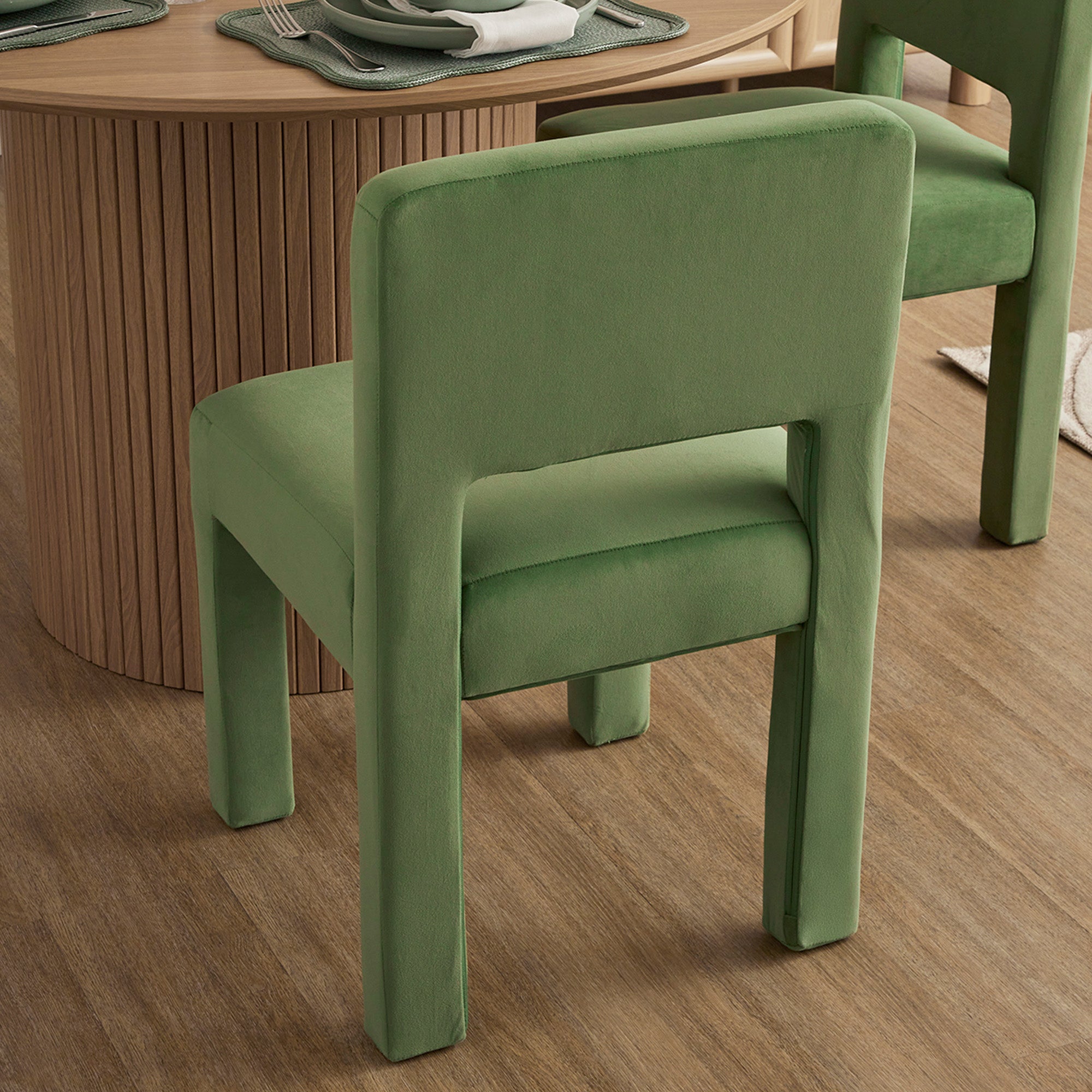 Claude Set of 4 Dining Chairs Green Velvet
