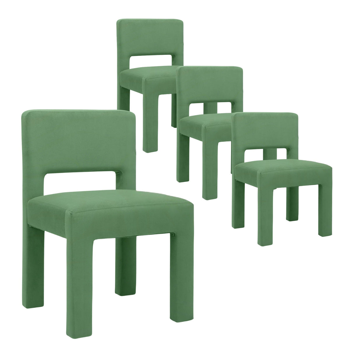 Claude Set of 4 Dining Chairs Green Velvet