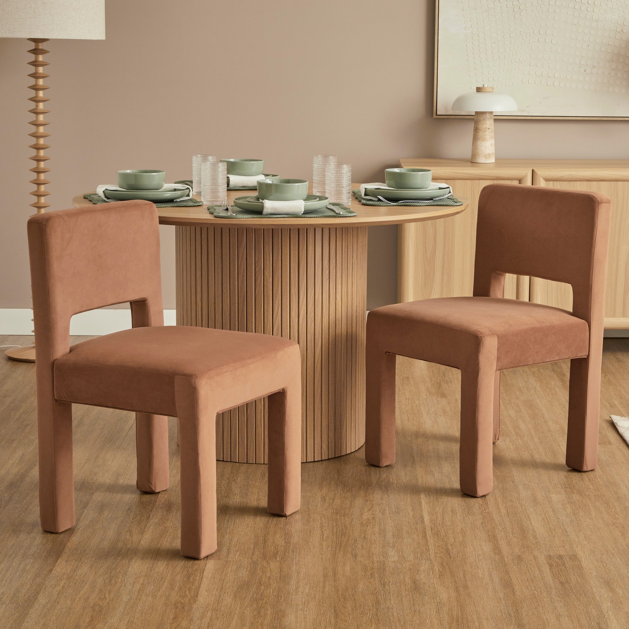 Claude Set of 4 Dining Chairs Rust Velvet