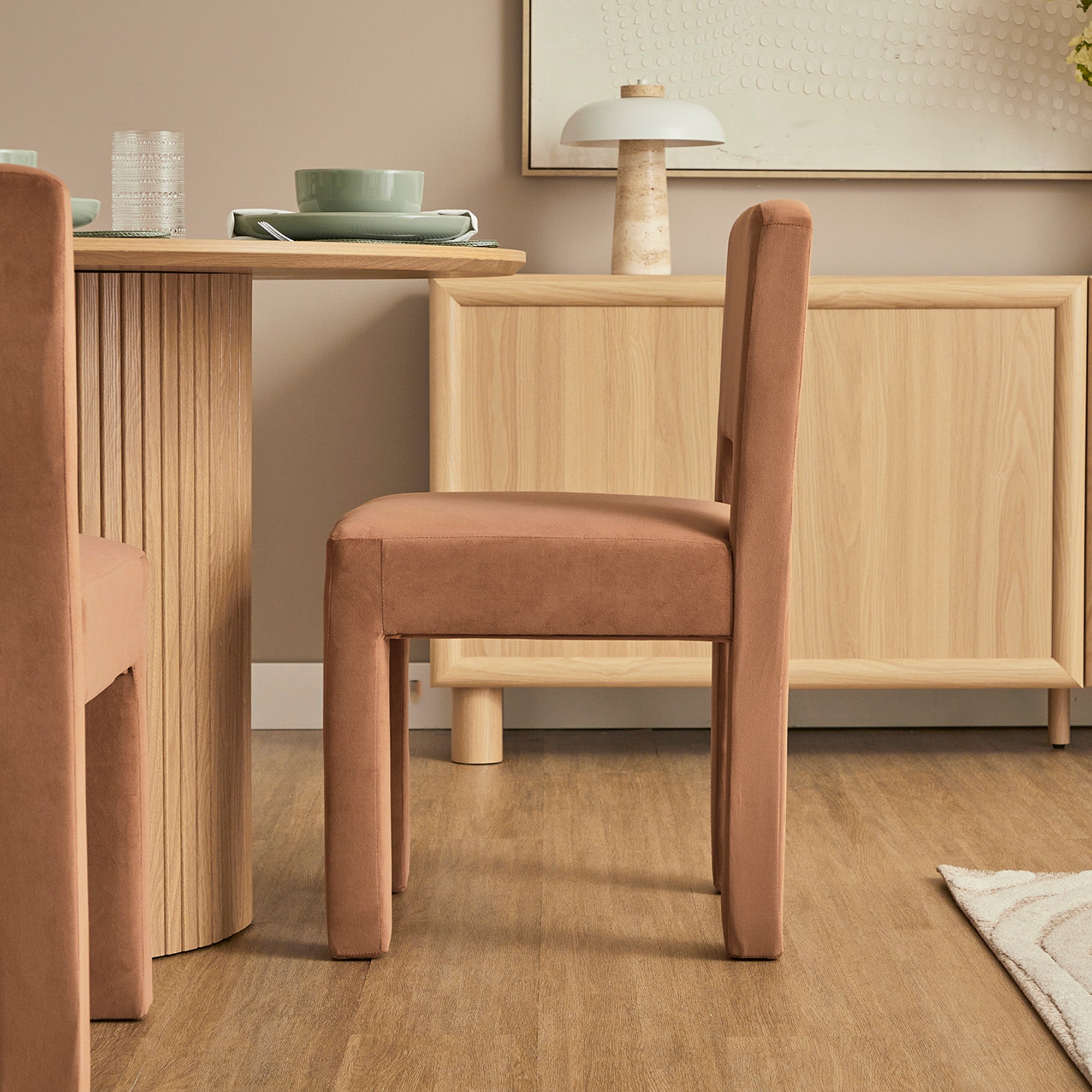 Claude Set of 4 Dining Chairs Rust Velvet