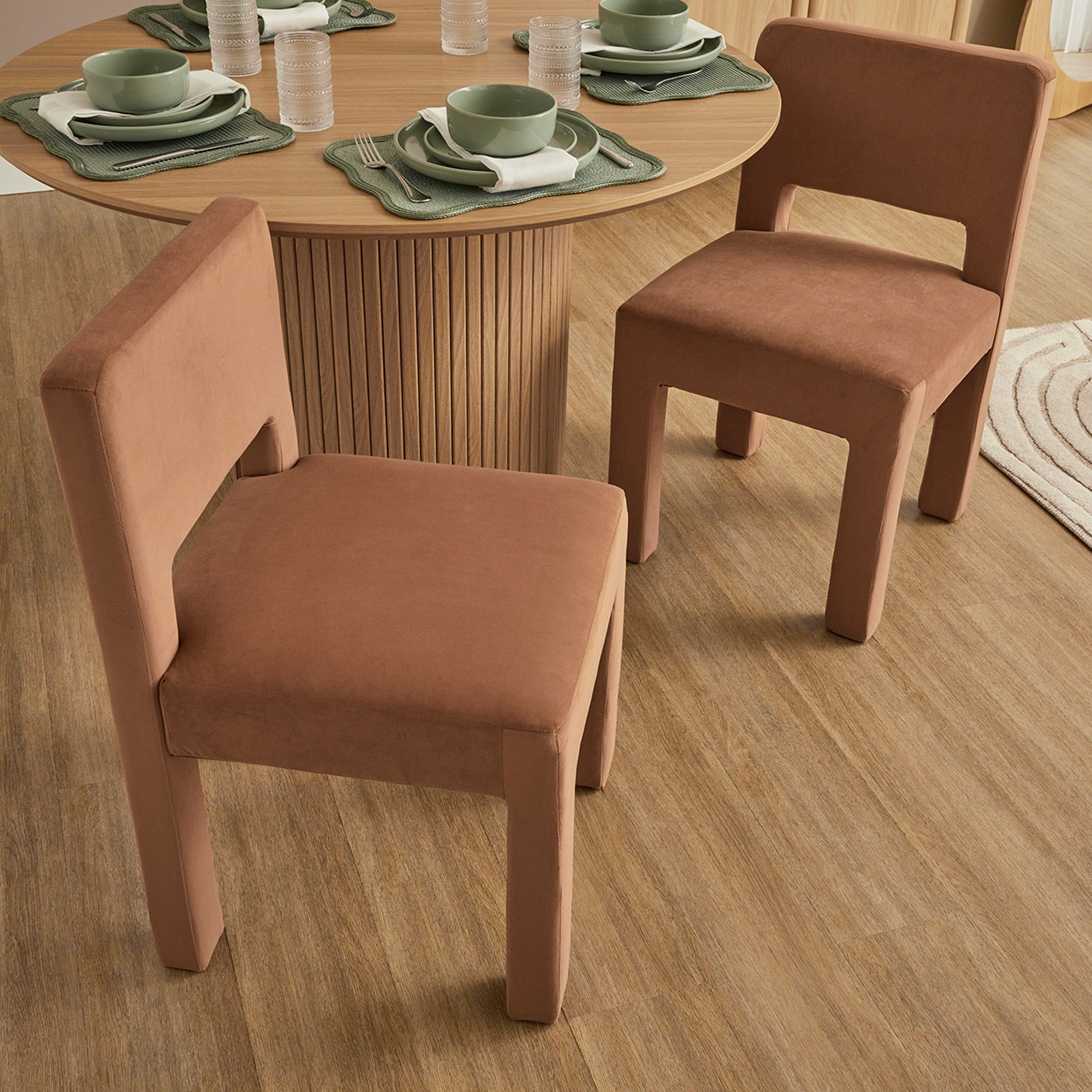 Claude Set of 2 Dining Chairs Rust Velvet