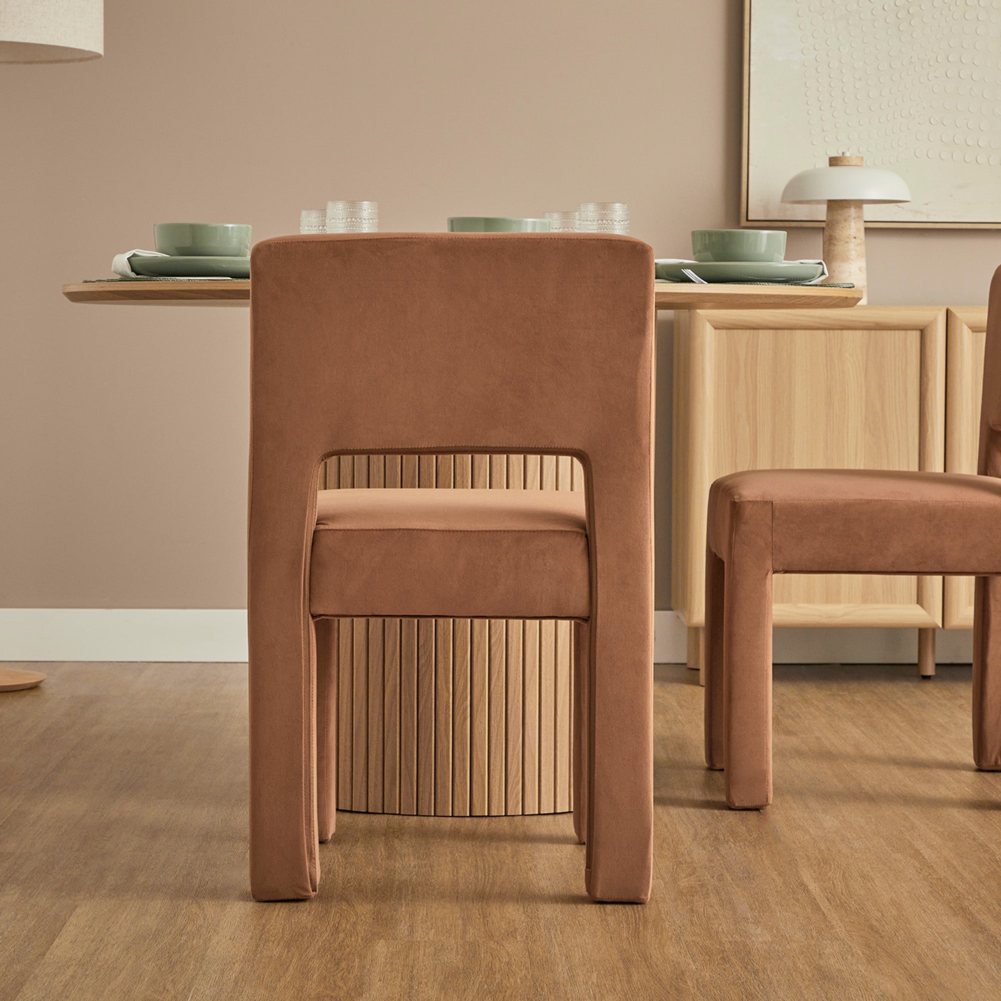 Claude Set of 4 Dining Chairs Rust Velvet