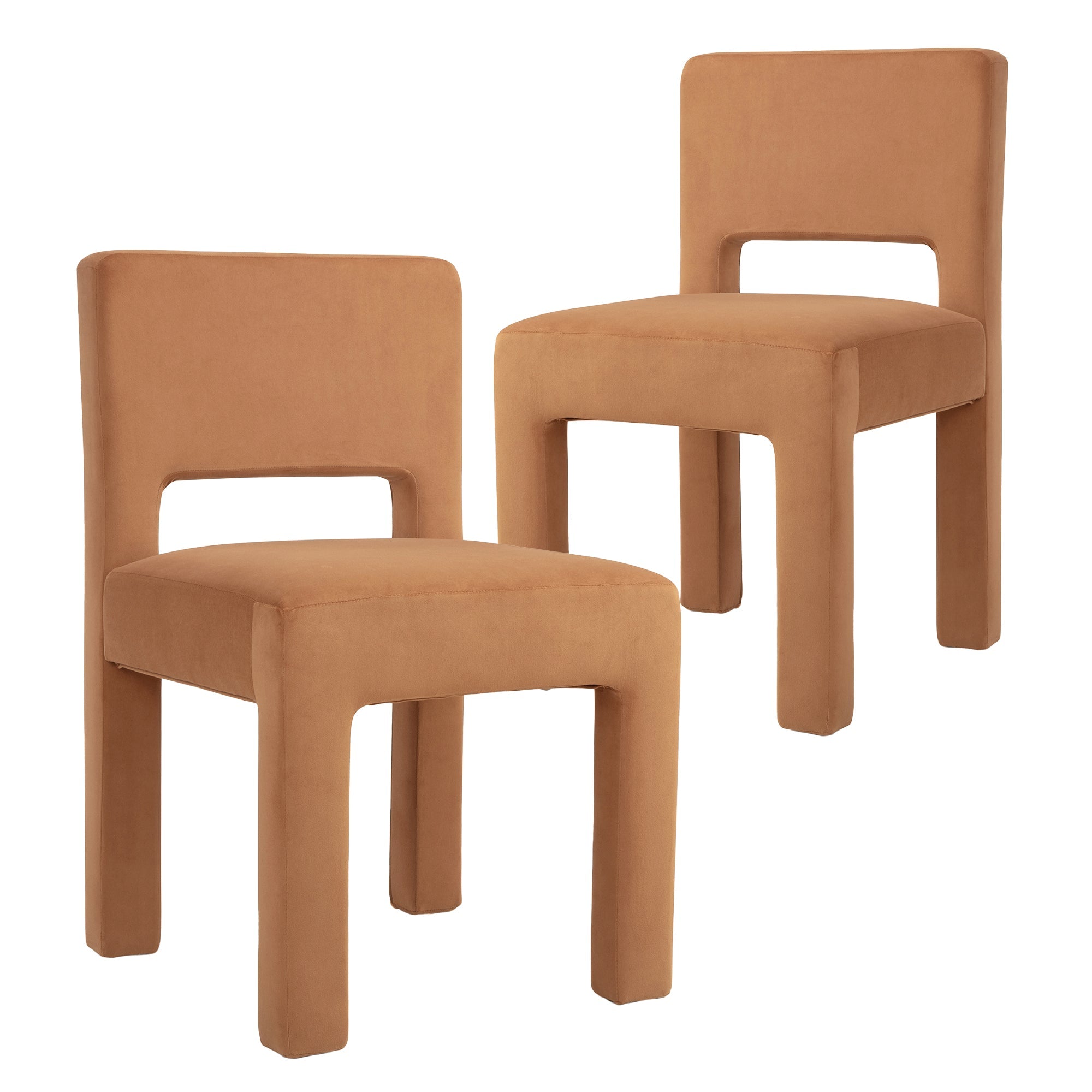 Claude Set of 2 Dining Chairs Rust Velvet