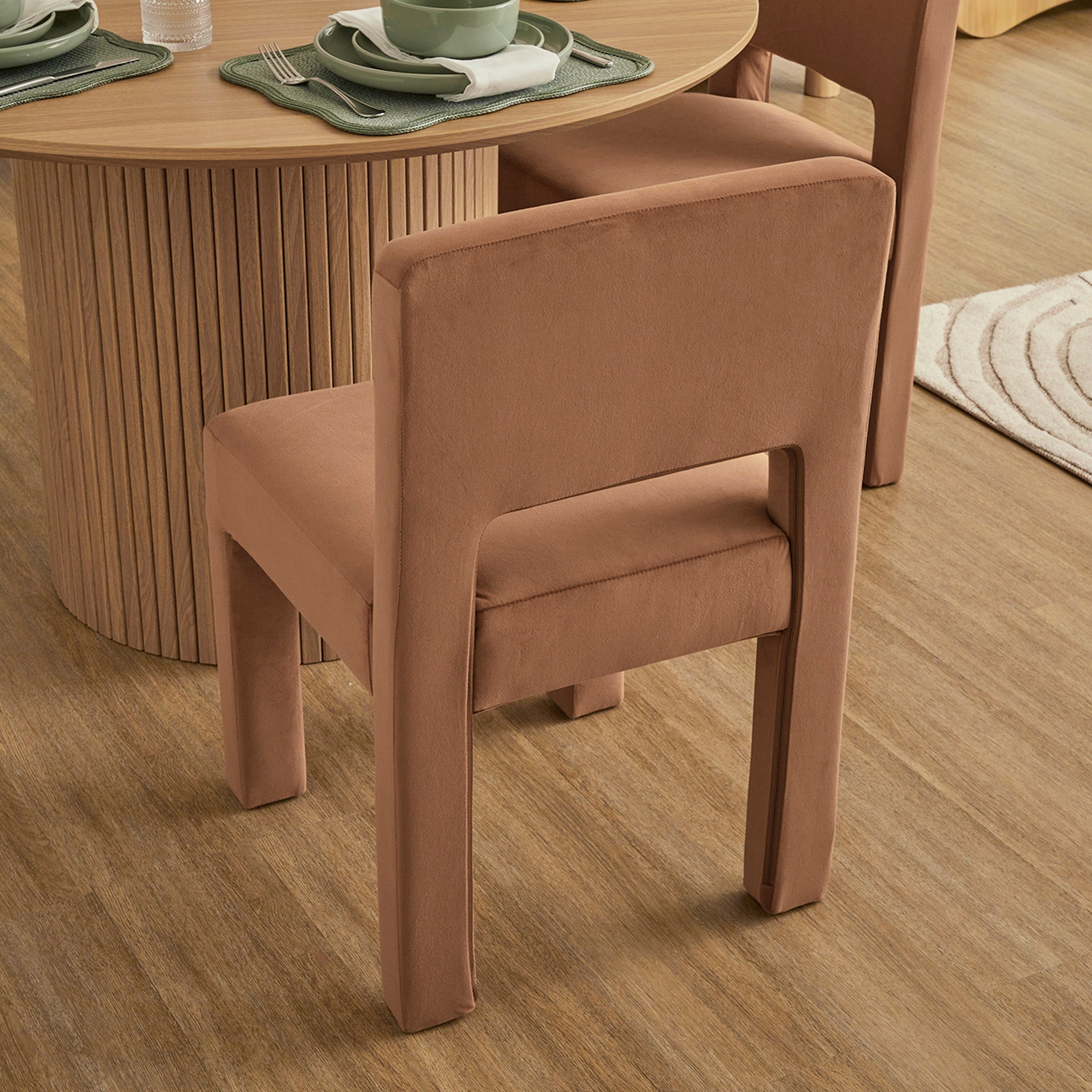 Claude Set of 4 Dining Chairs Rust Velvet