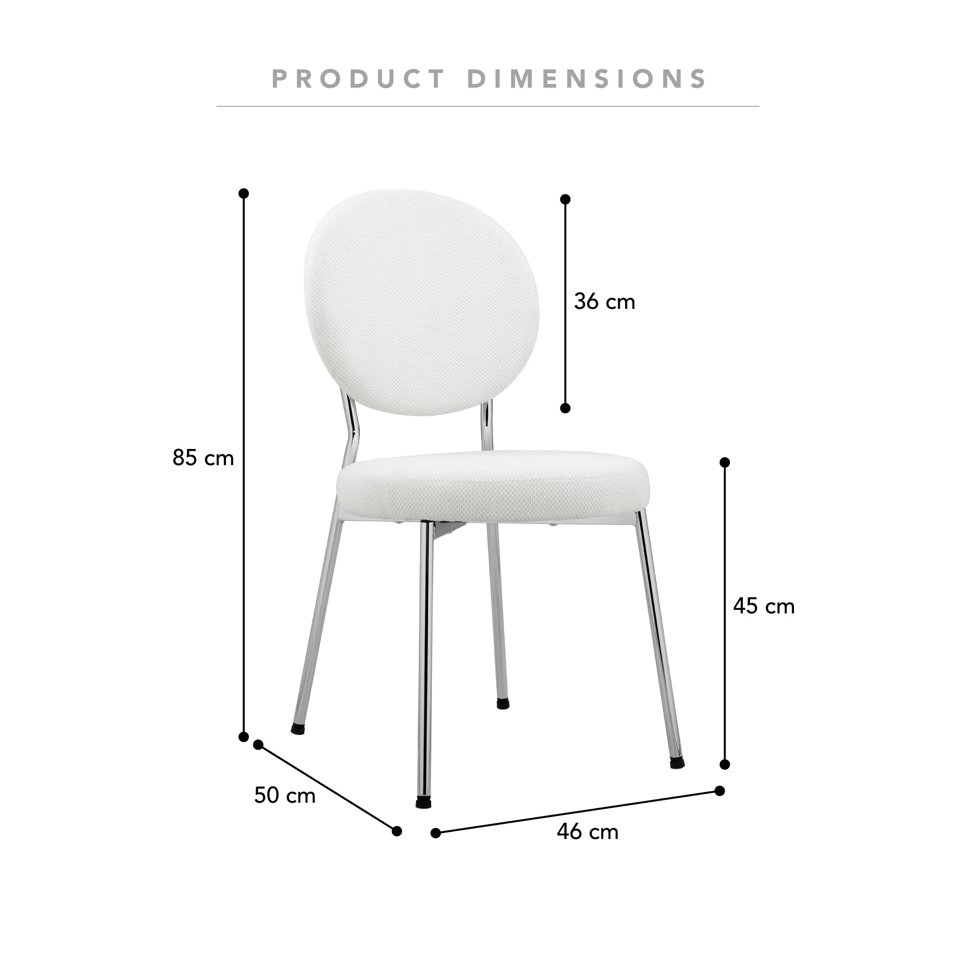 Dora Set of 2 Dining Chairs Chrome and Cream