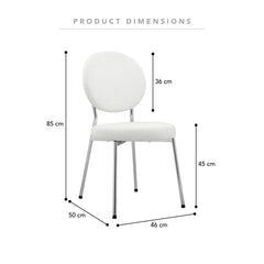 Dora Set of 2 Dining Chairs Chrome and Cream