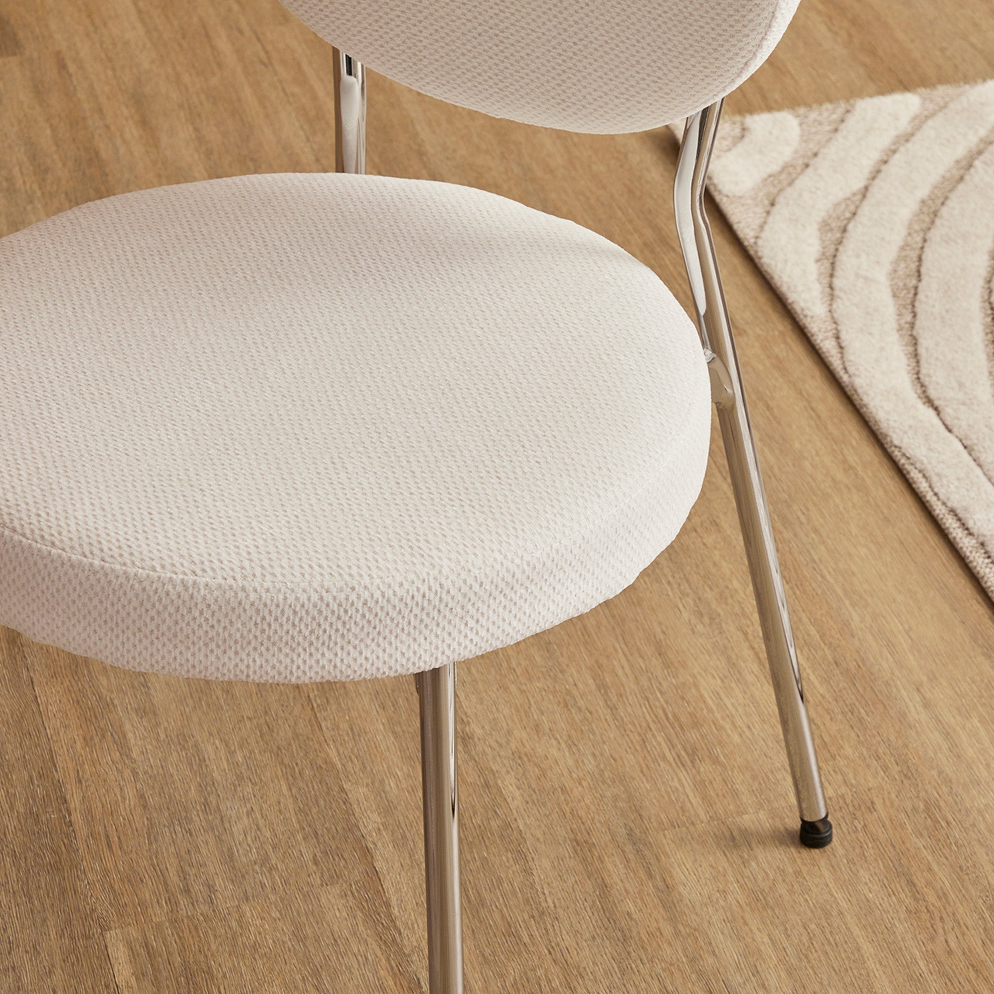 Dora Set of 2 Dining Chairs Chrome and Cream