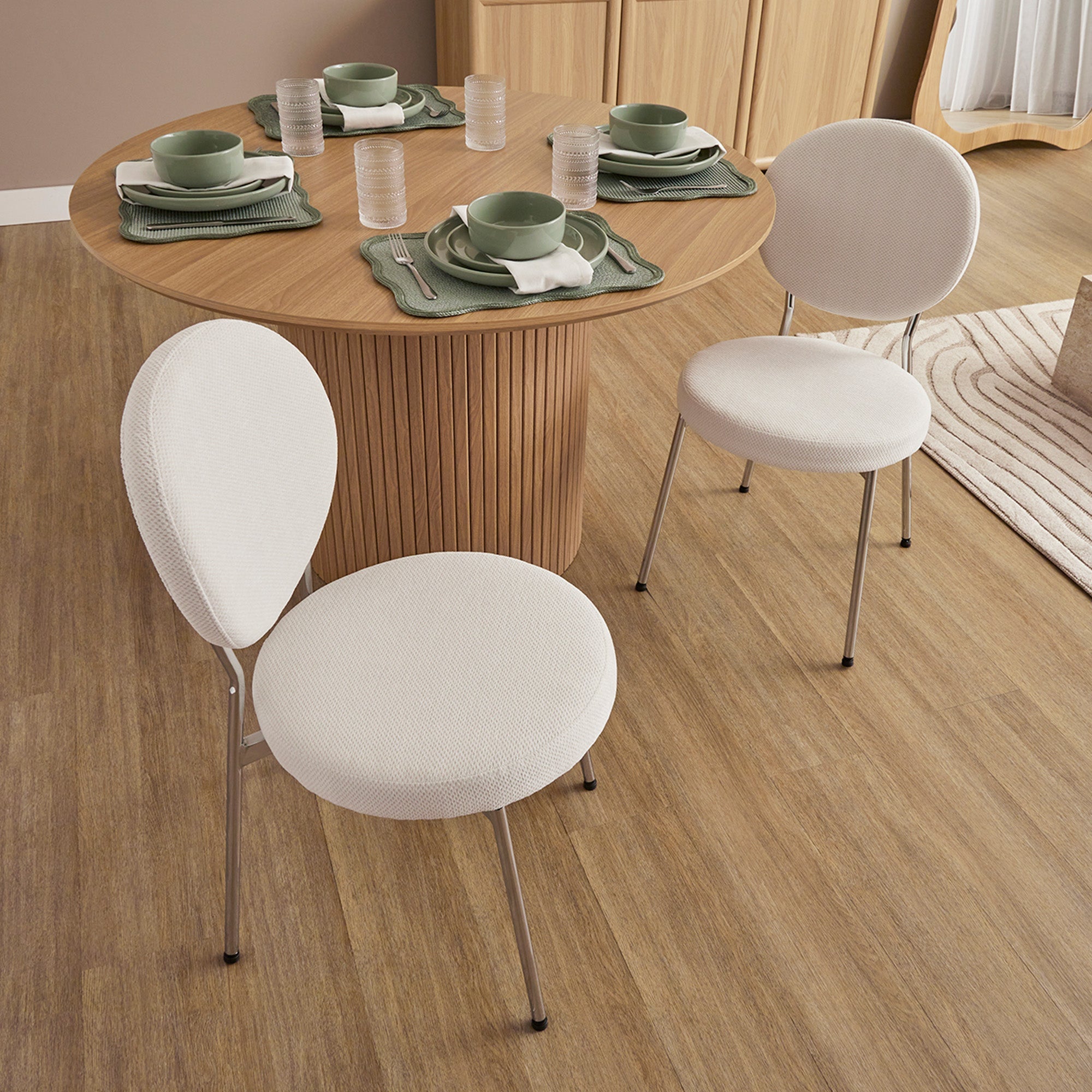 Dora Set of 4 Dining Chairs Chrome and Cream