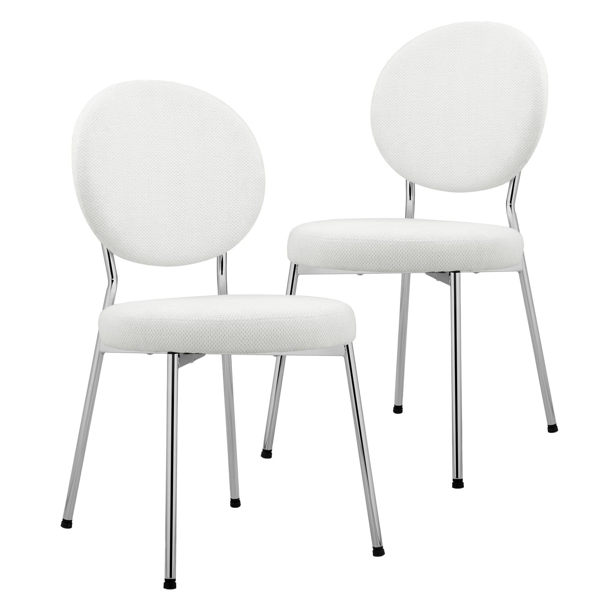 Dora Set of 2 Dining Chairs Chrome and Cream