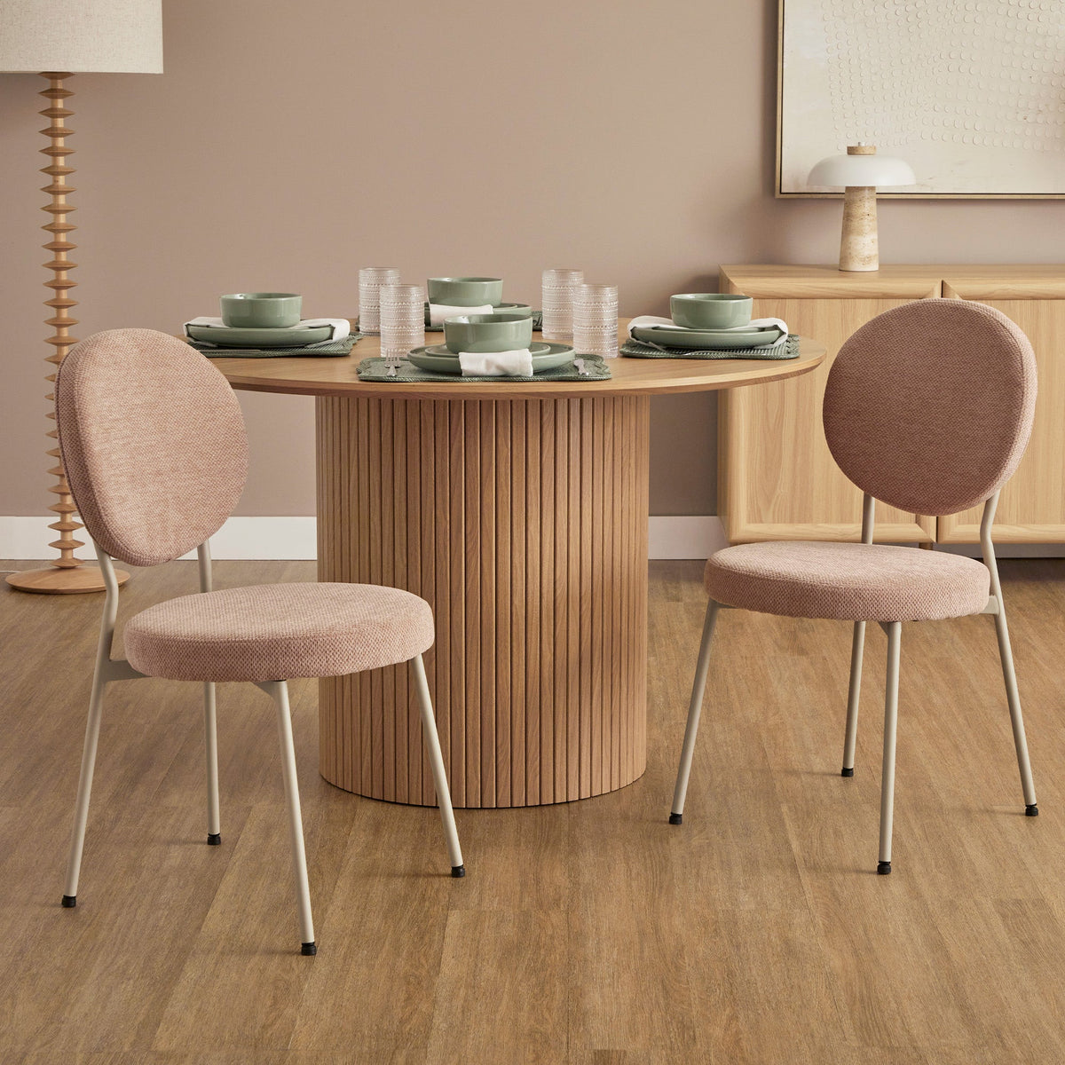 Dora Set of 2 Dining Chairs Pink and Grey