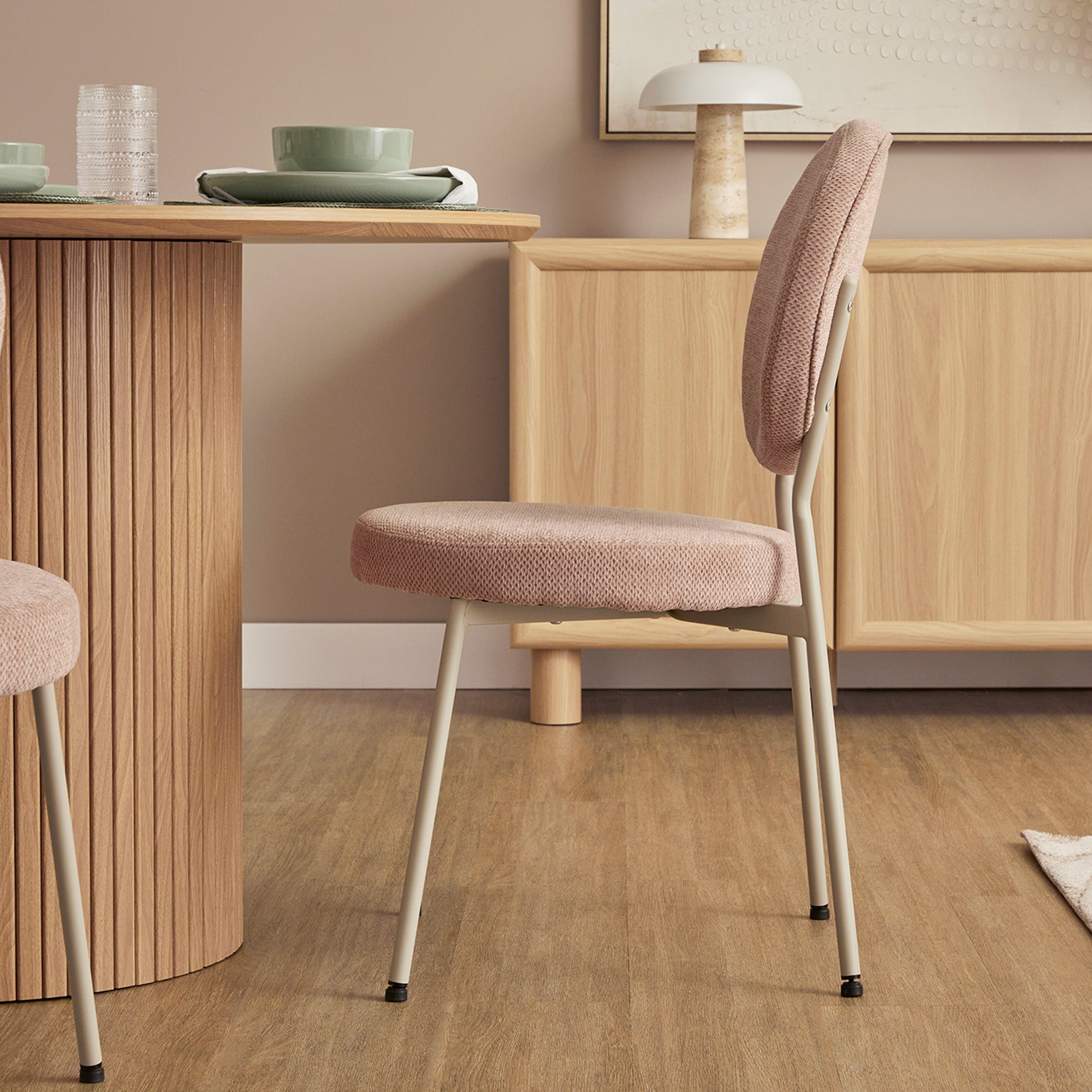 Dora Set of 2 Dining Chairs Pink and Grey