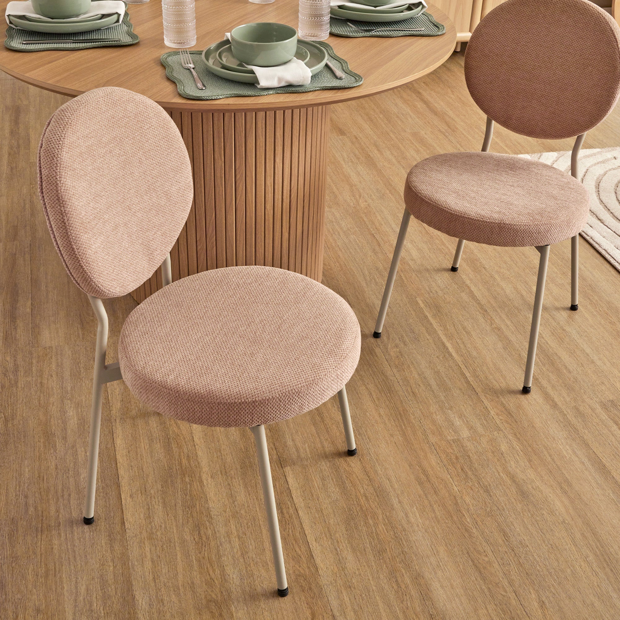 Dora Set of 4 Dining Chairs Pink and Grey