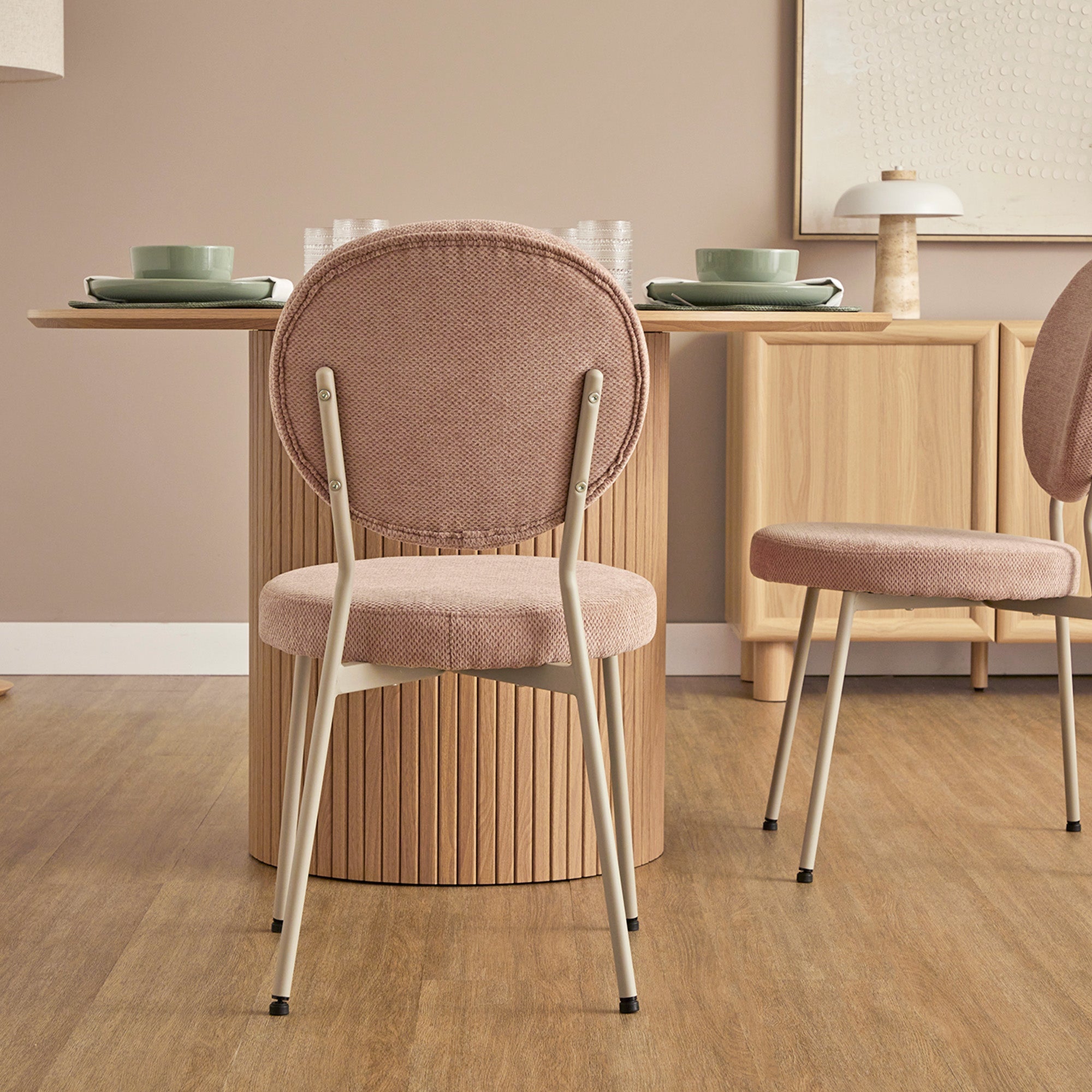 Dora Set of 4 Dining Chairs Pink and Grey