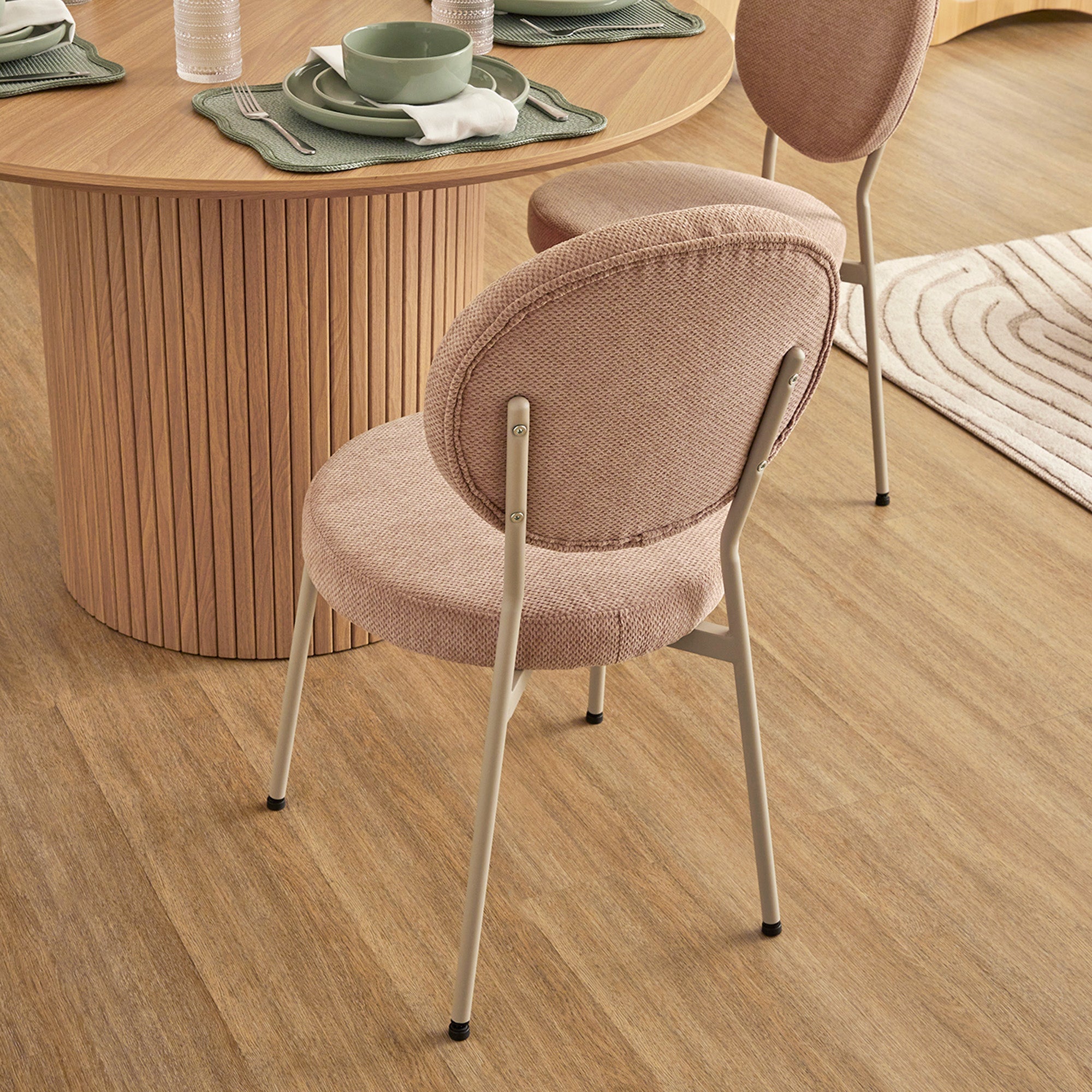 Dora Set of 4 Dining Chairs Pink and Grey