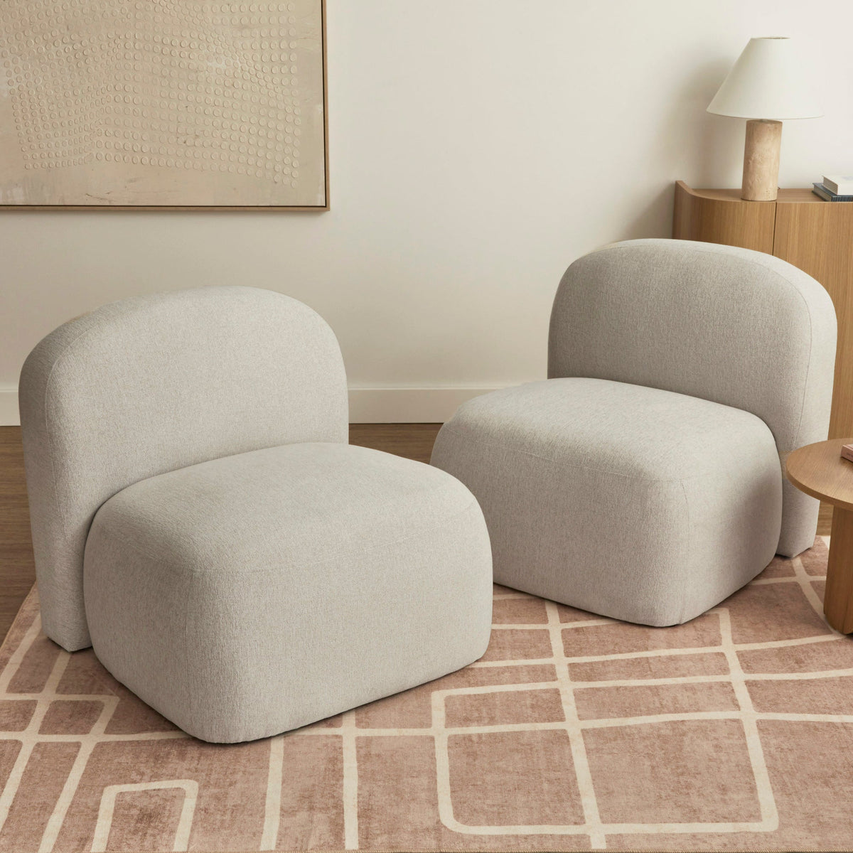 Luca Block Accent Chair Cream (Set of 2)