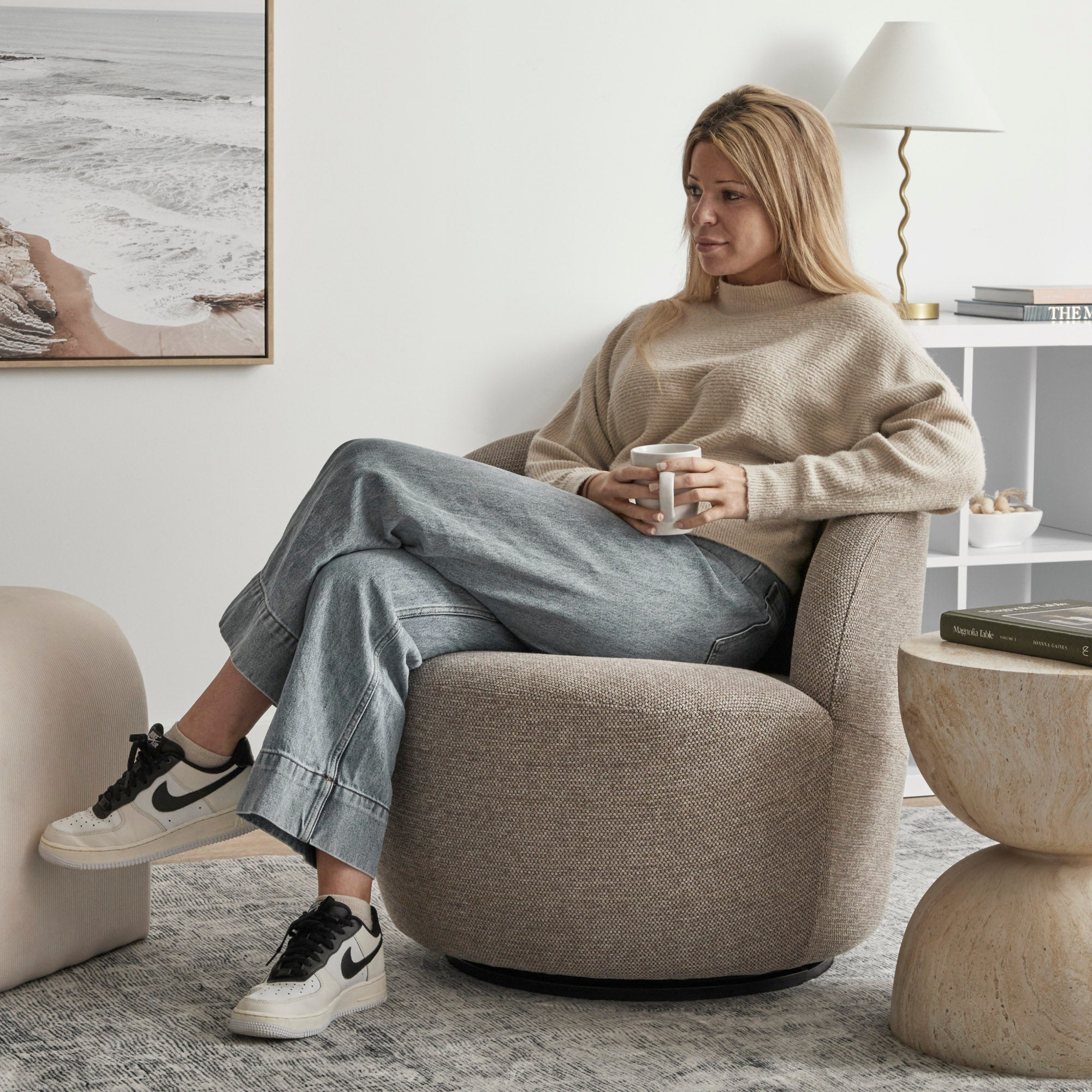 Sadie Swivel Armchair Mushroom