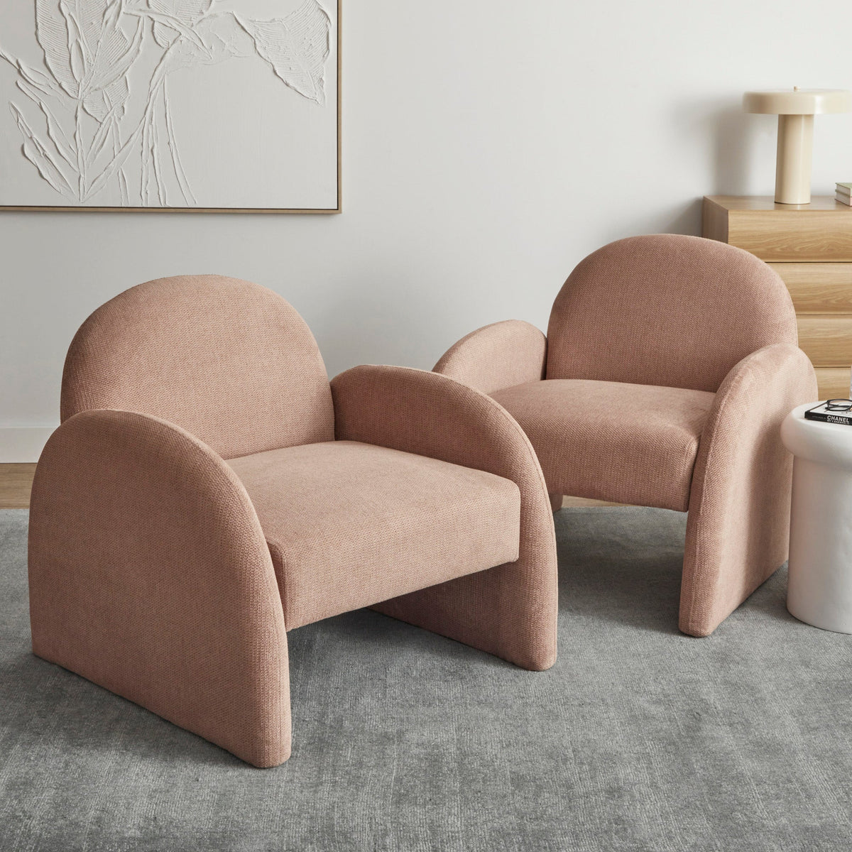Selene Arched Armchair Rose Tan (Set of 2)