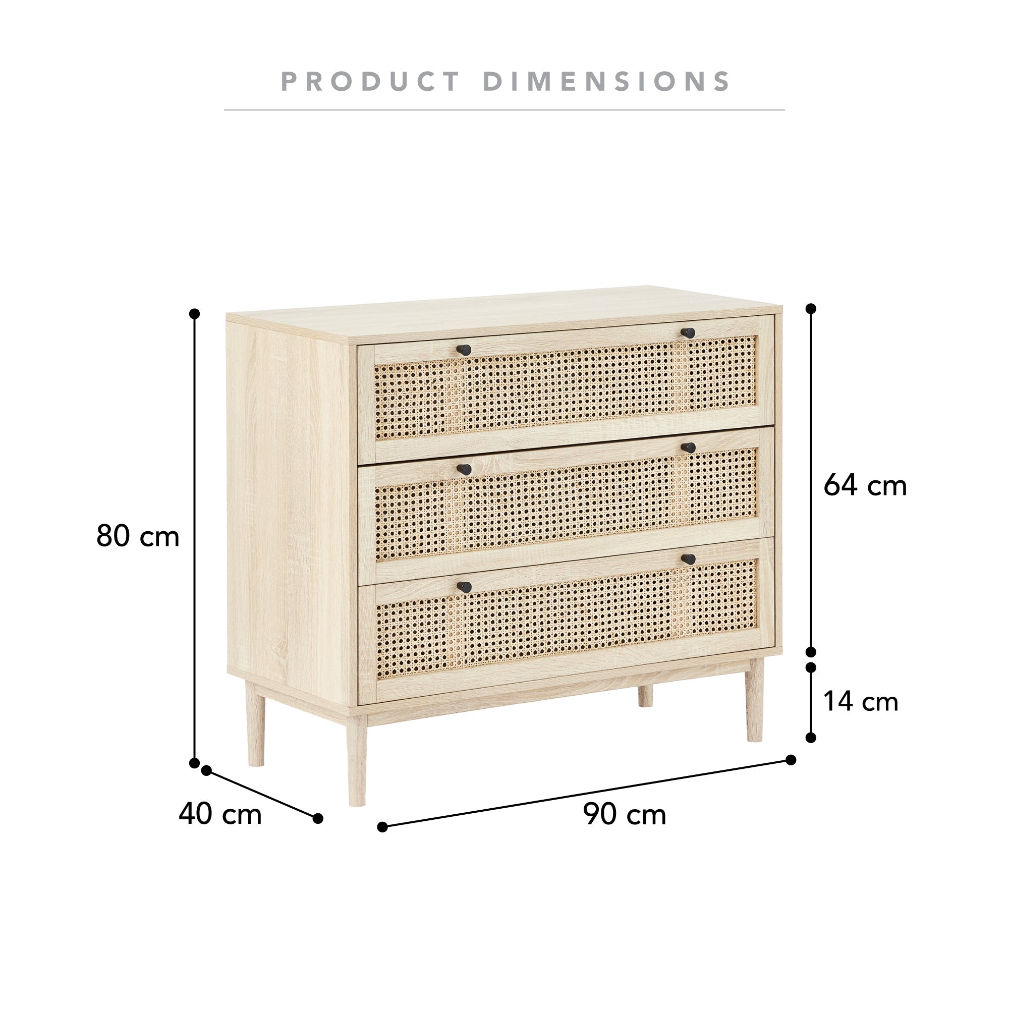 Oahu Rattan Chest of 3 Drawers Natural