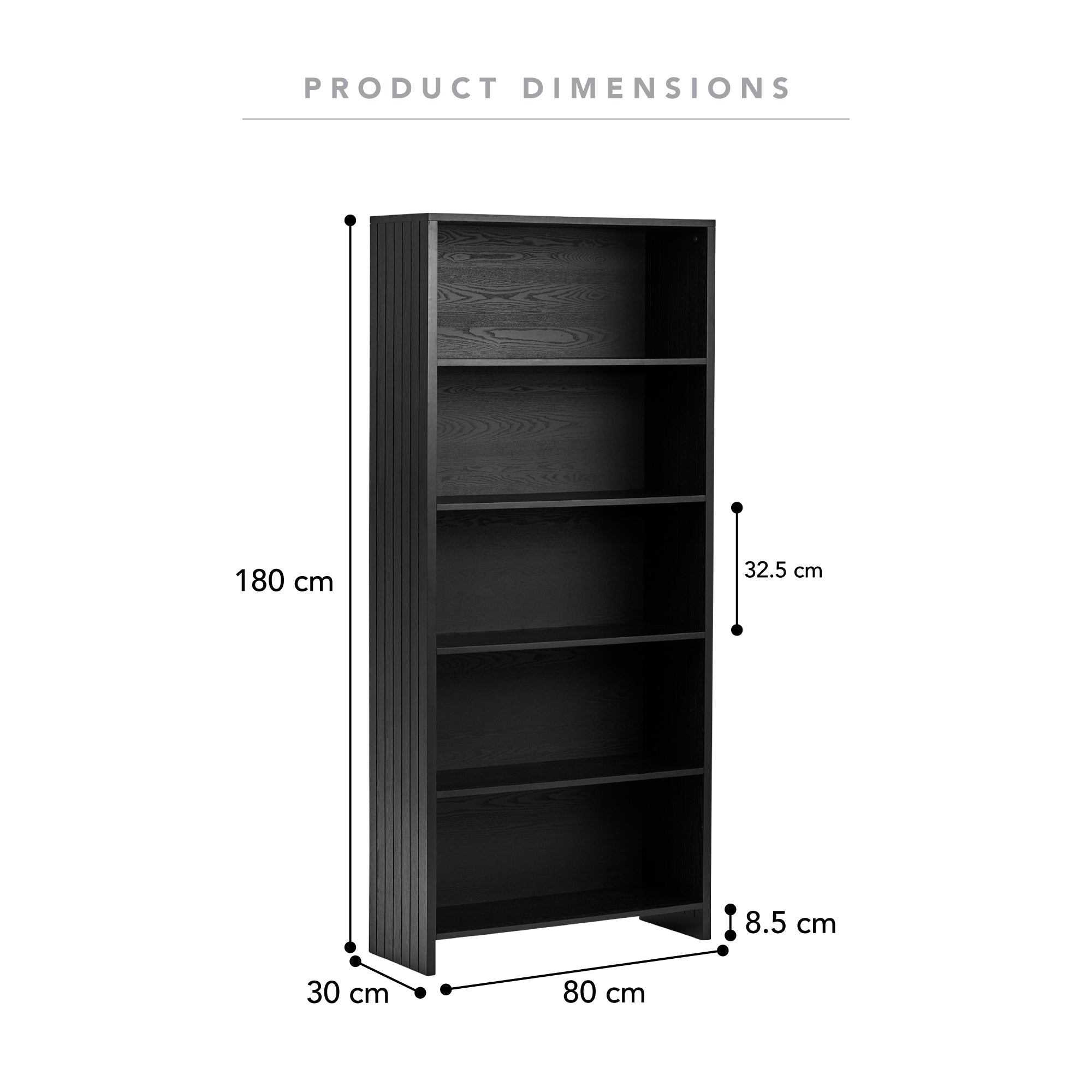 Harper 5 Tier Bookshelf Black