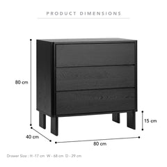 Taupo Chest of 3 Drawers Black