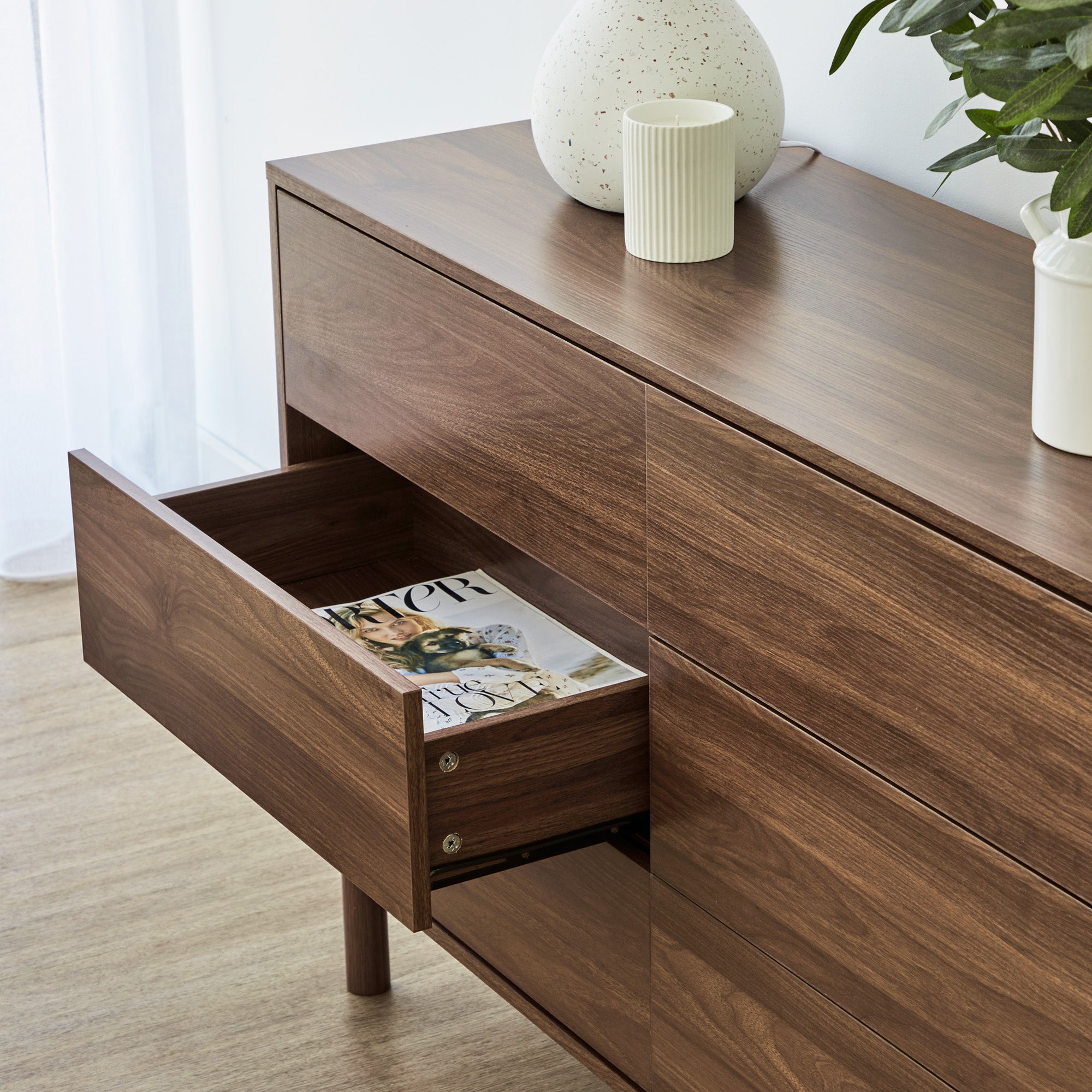 Norquay Chest of 6 Drawers Walnut