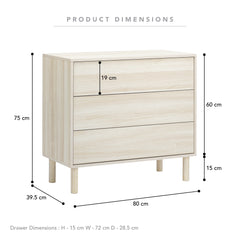Norquay Chest of 3 Drawers Light Oak