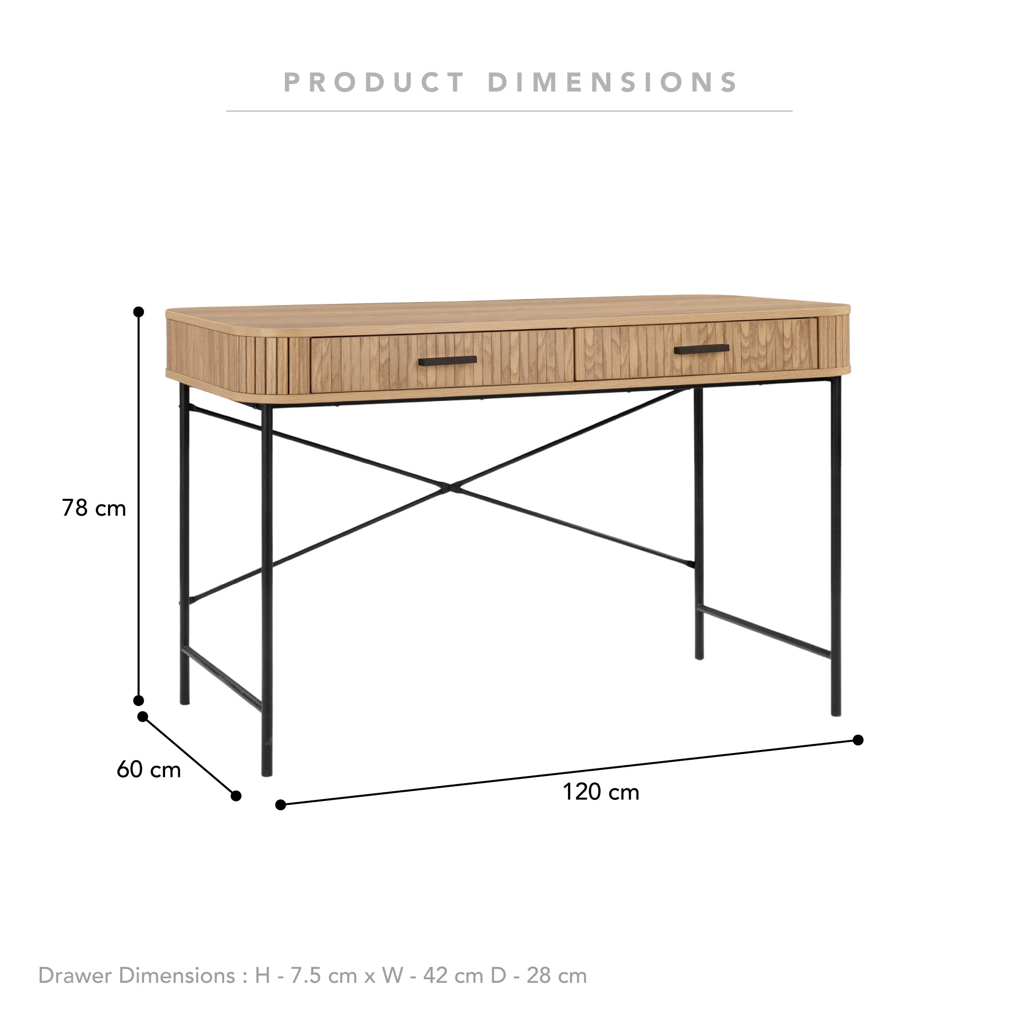 Haven 120cm Desk Oak