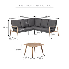 Cayo 3-piece Outdoor Corner Set Charcoal & Natural