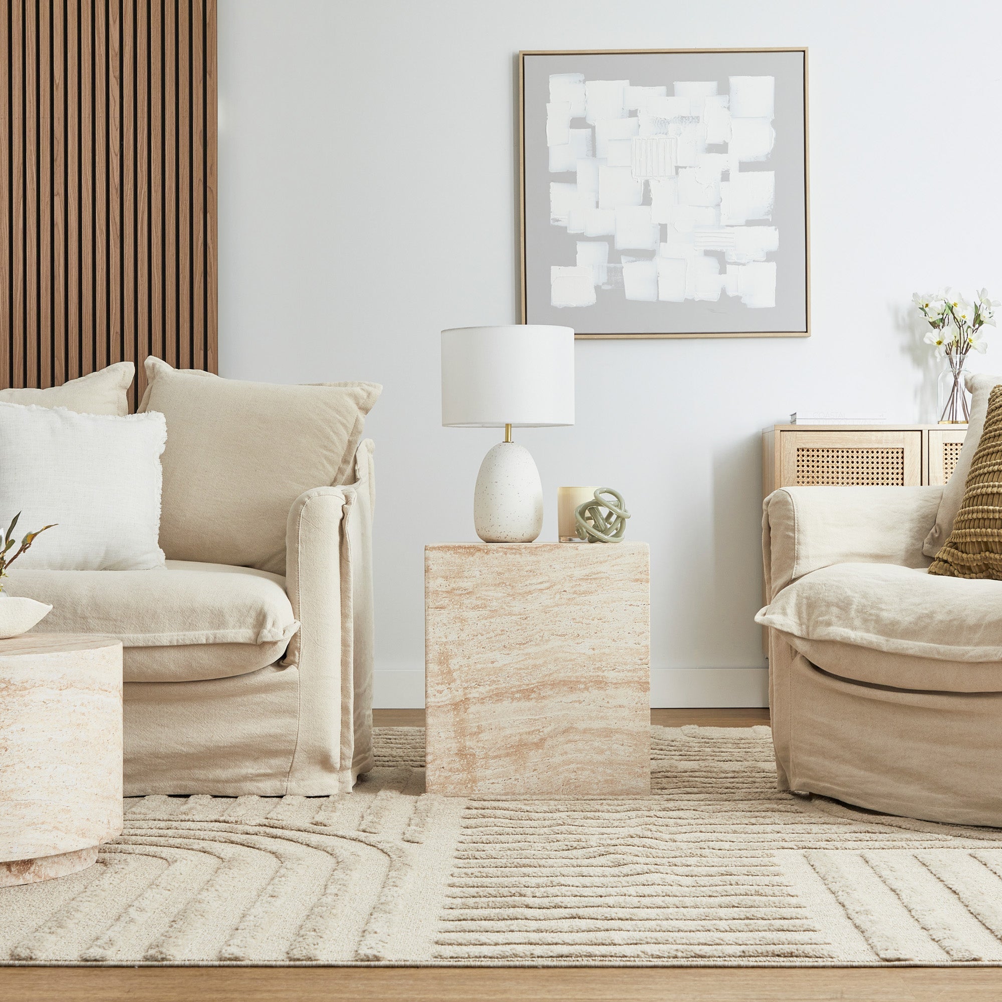 Lucia Travertine Look Side Table