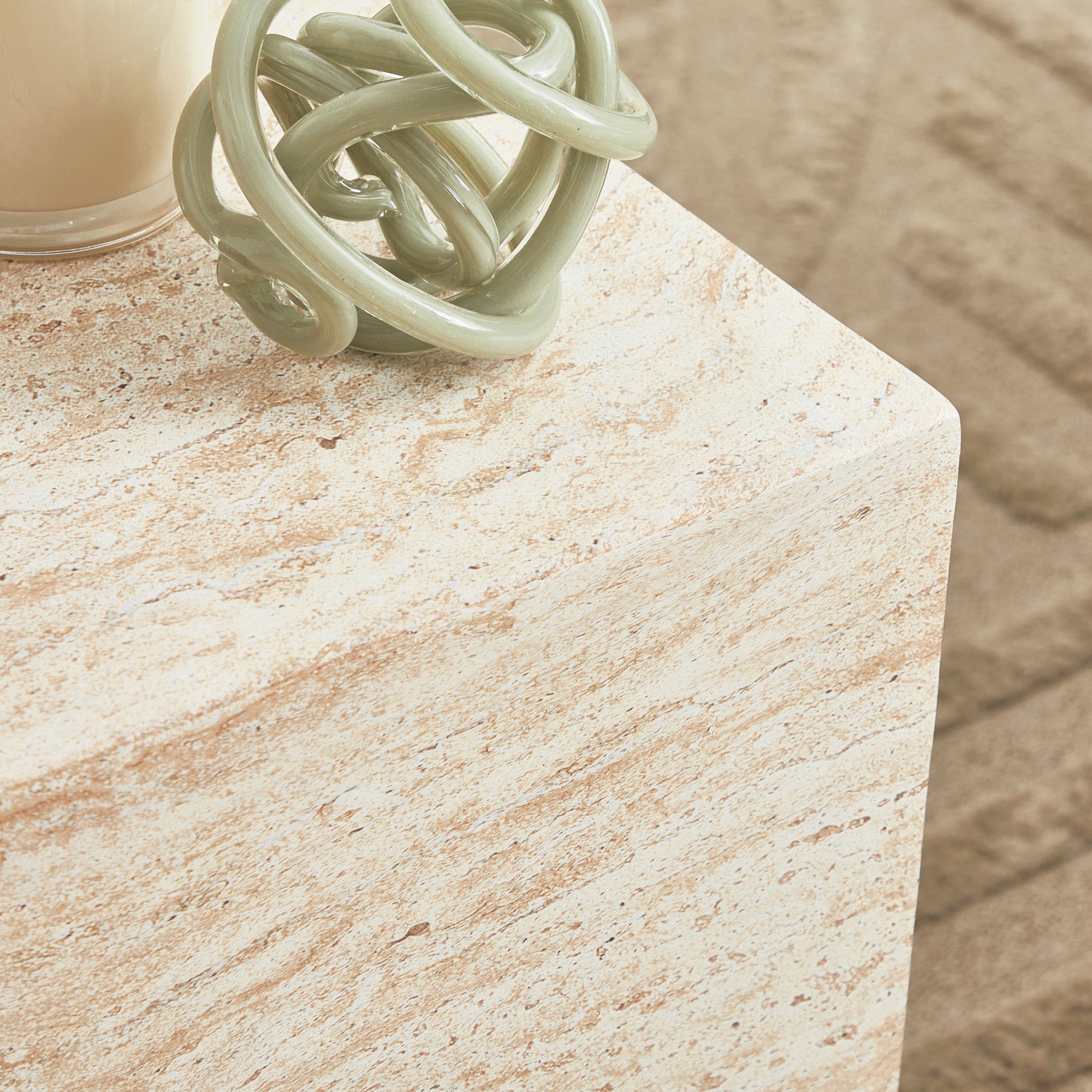 Lucia Travertine Look Side Table