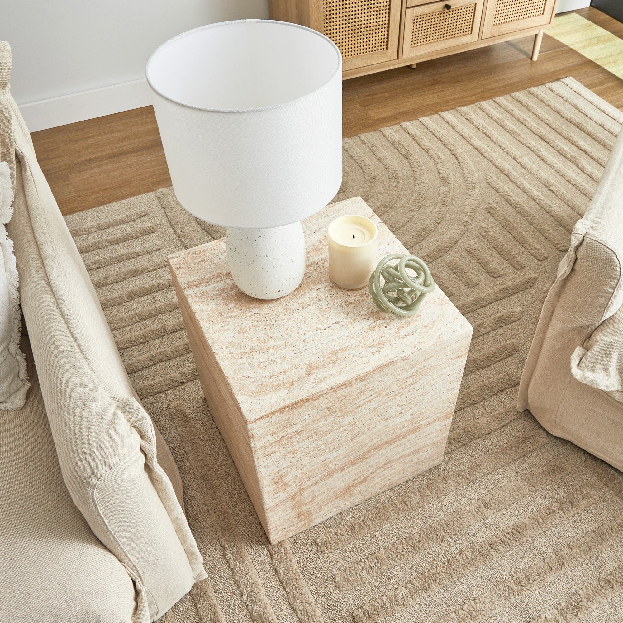 Lucia Travertine Look Side Table