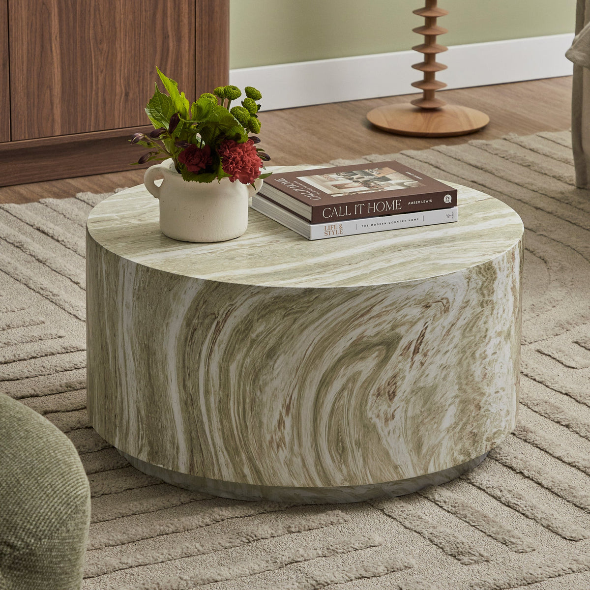 Elena Green Marble Look Coffee Table