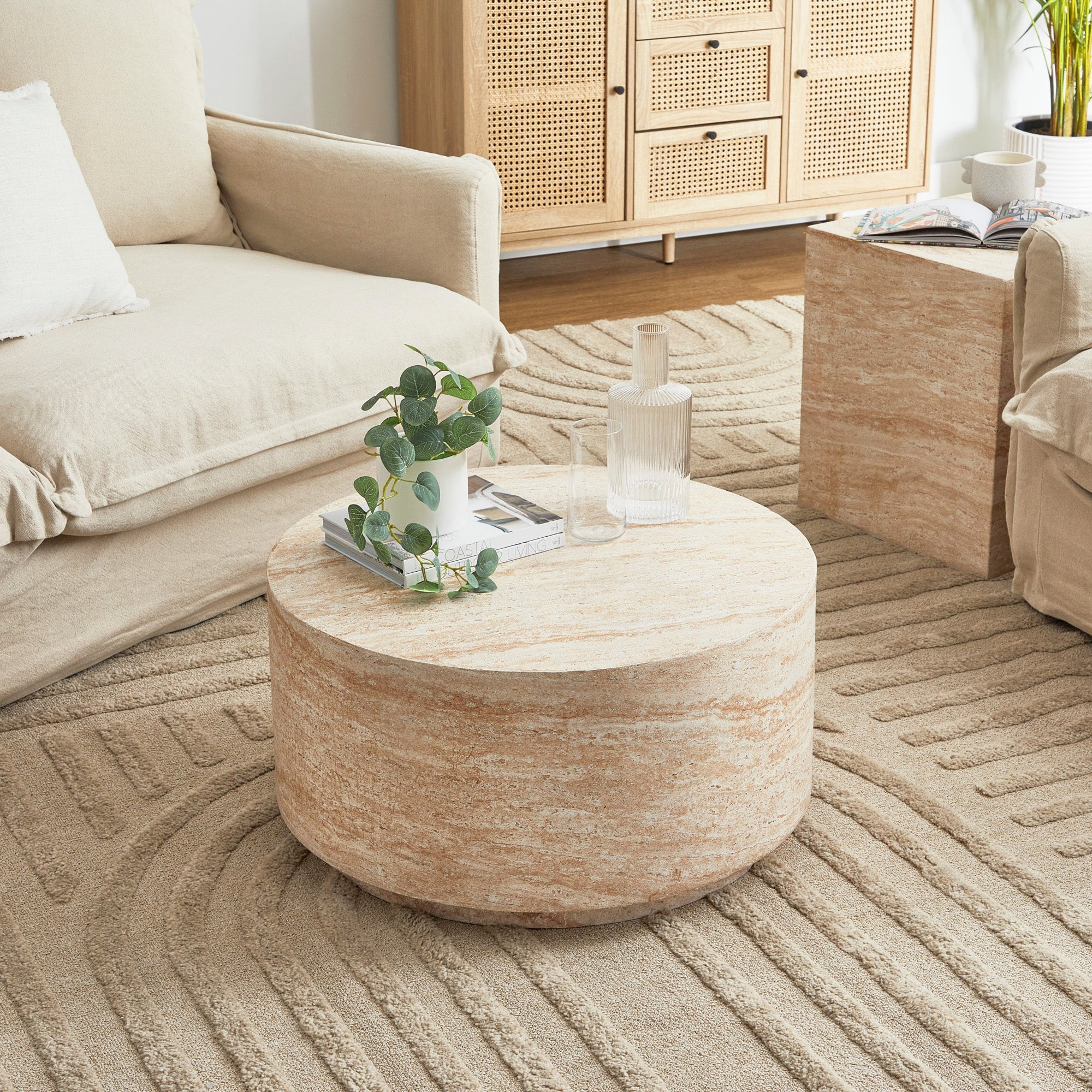 Elena Travertine Look Coffee Table