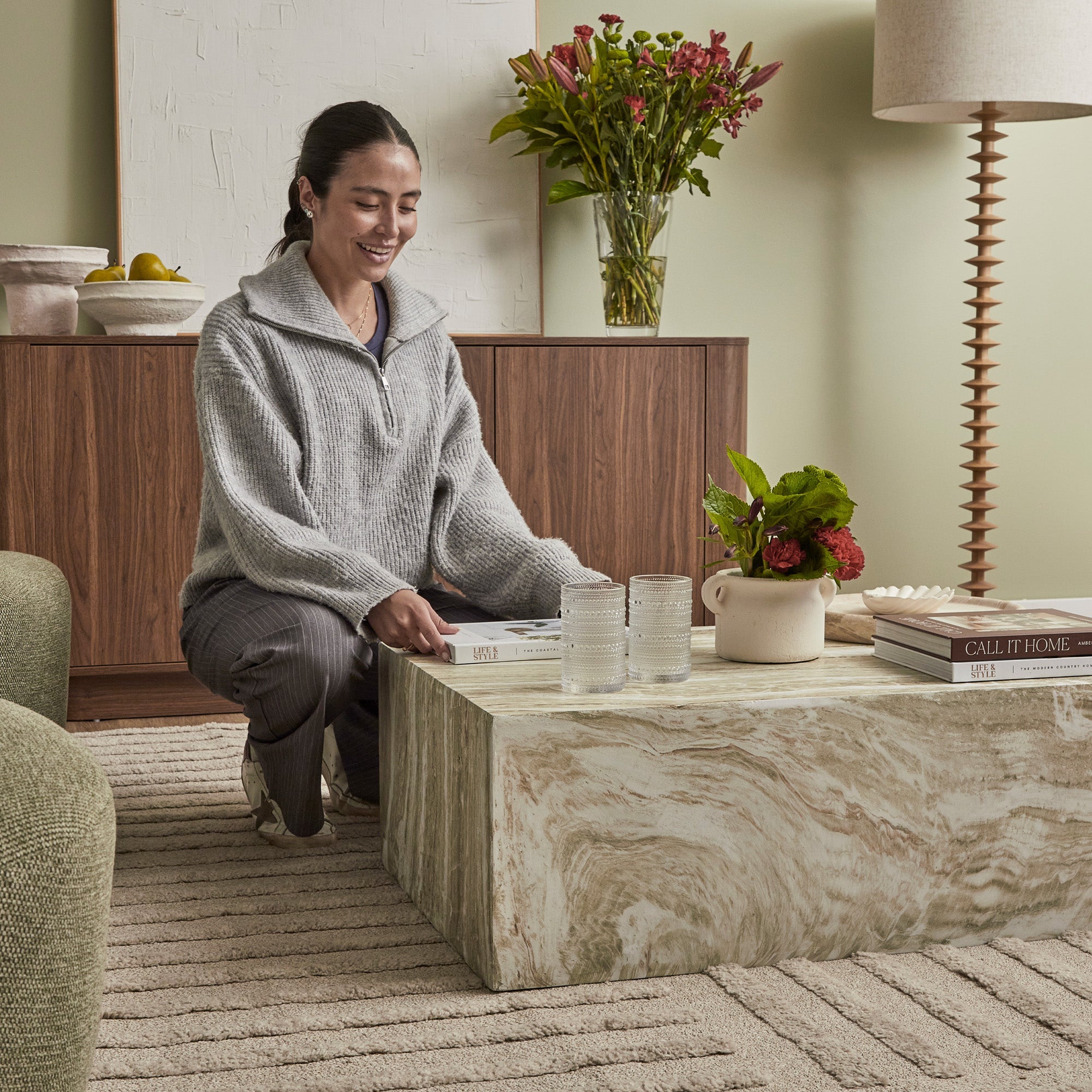 Isla Green Marble Look Coffee Table