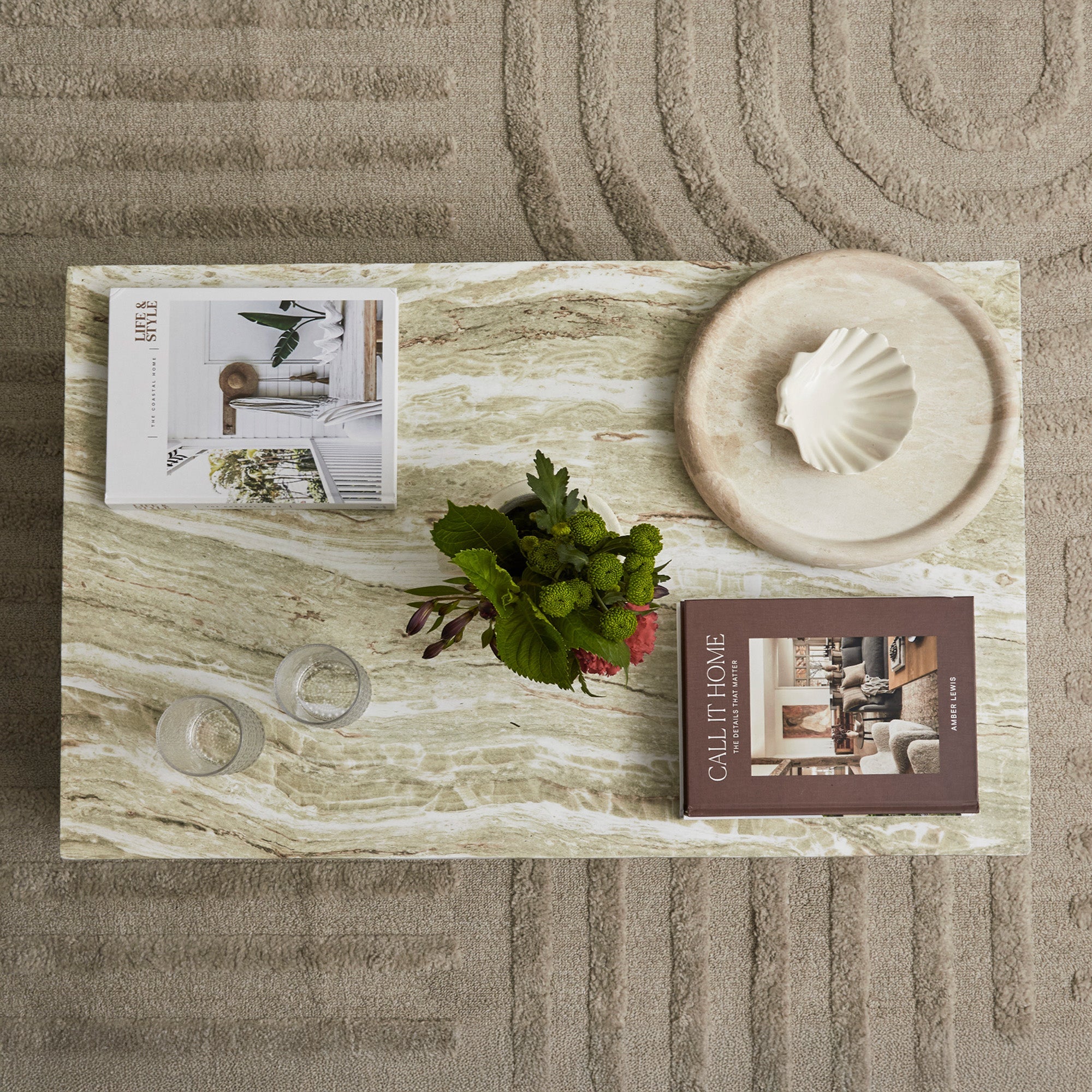 Isla Green Marble Look Coffee Table
