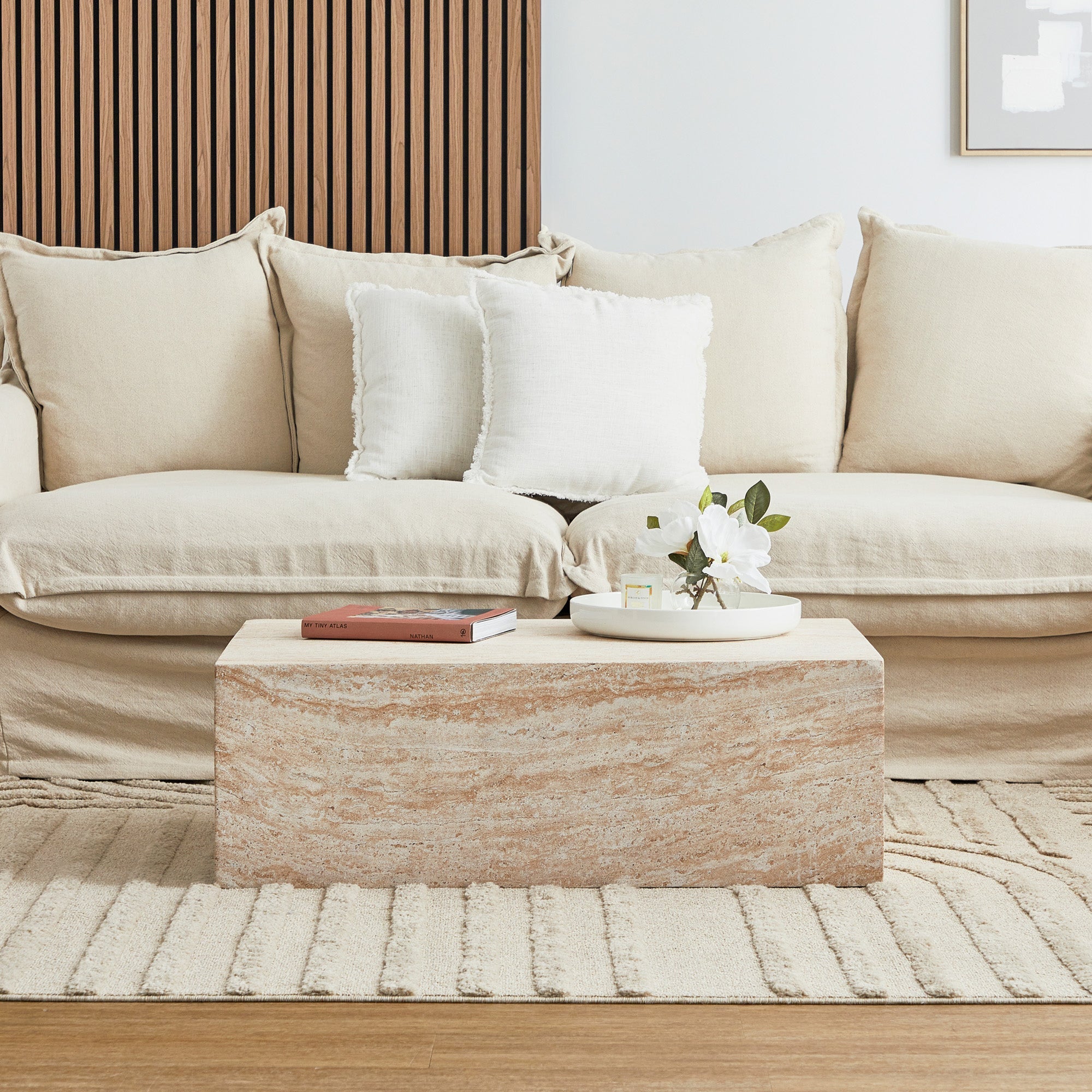 Isla Travertine Look Coffee Table