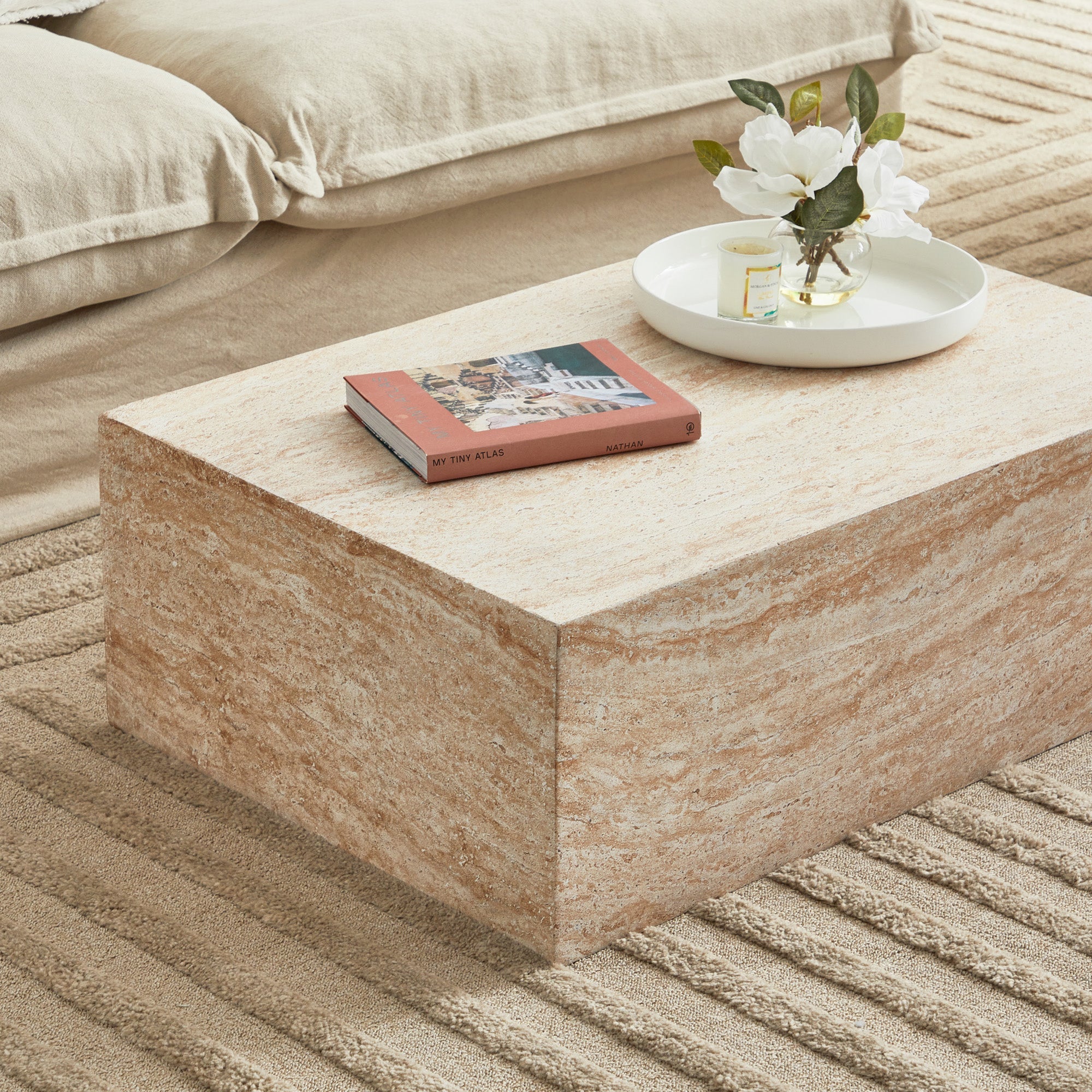Isla Travertine Look Coffee Table