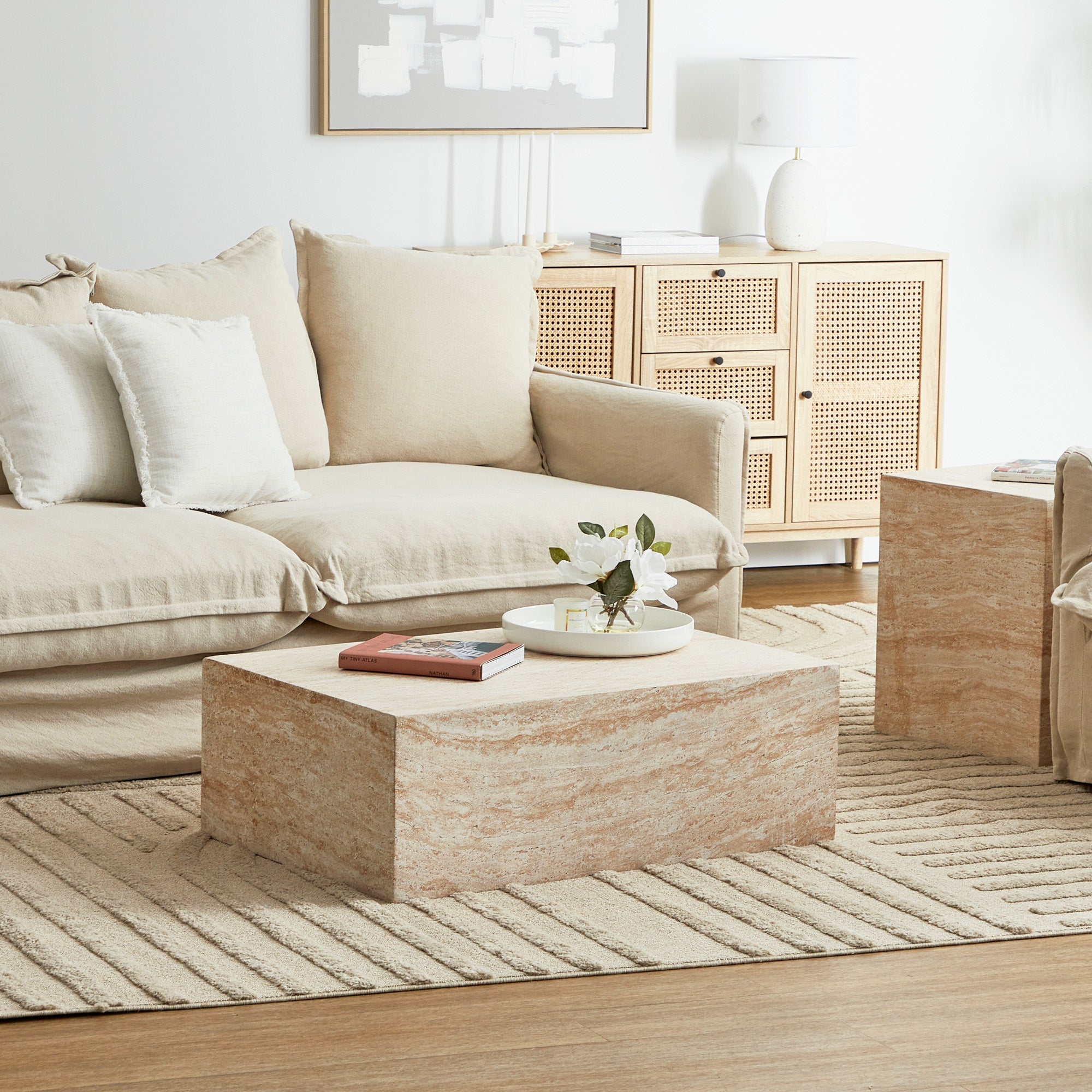 Isla Travertine Look Coffee Table