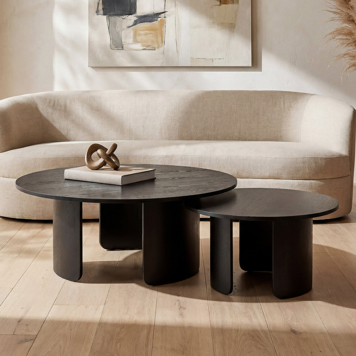 Taupo Coffee Tables Set of 2 Curved Legs Black