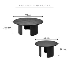 Taupo Coffee Tables Set of 2 Curved Legs Black